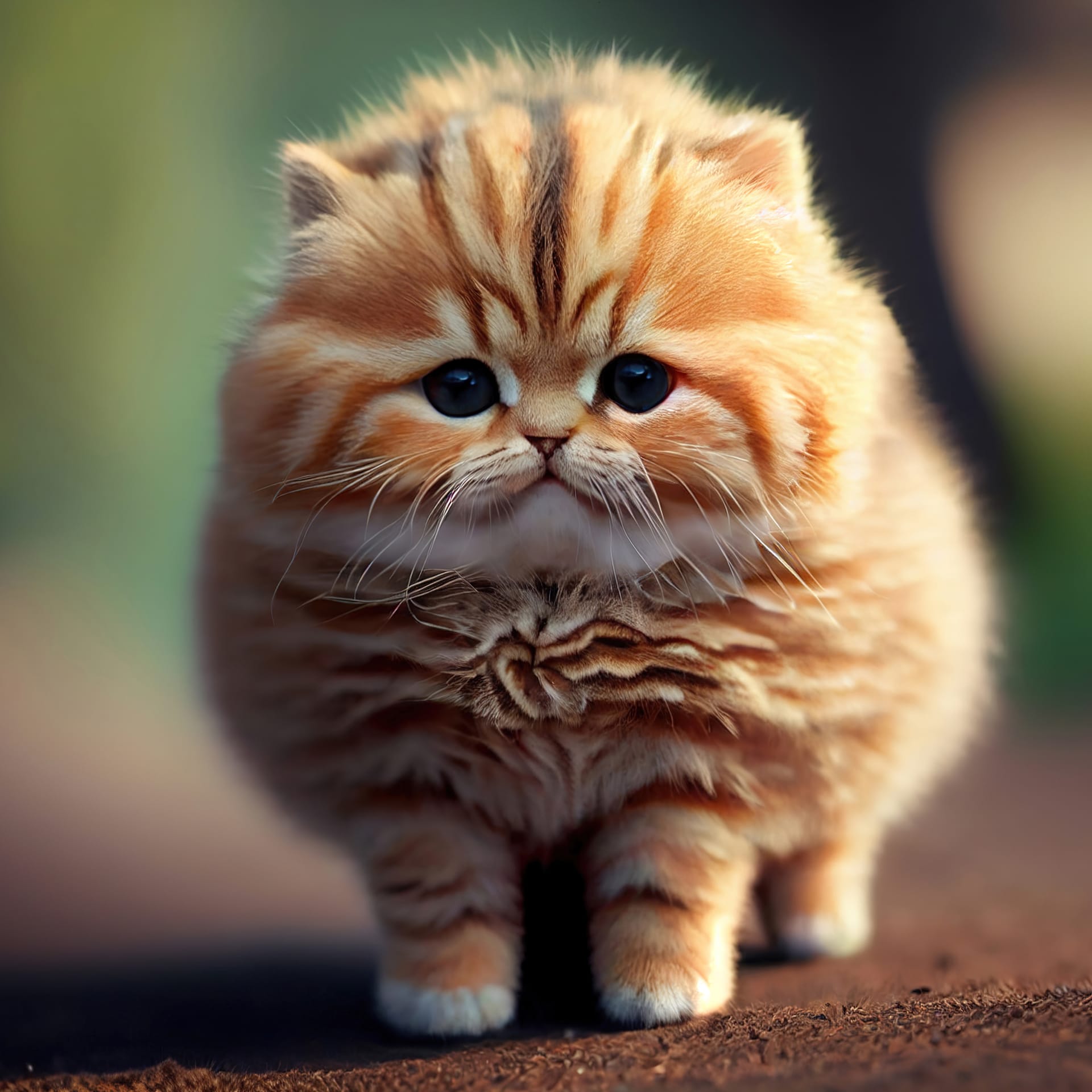 Cat photo little red fat kitten
