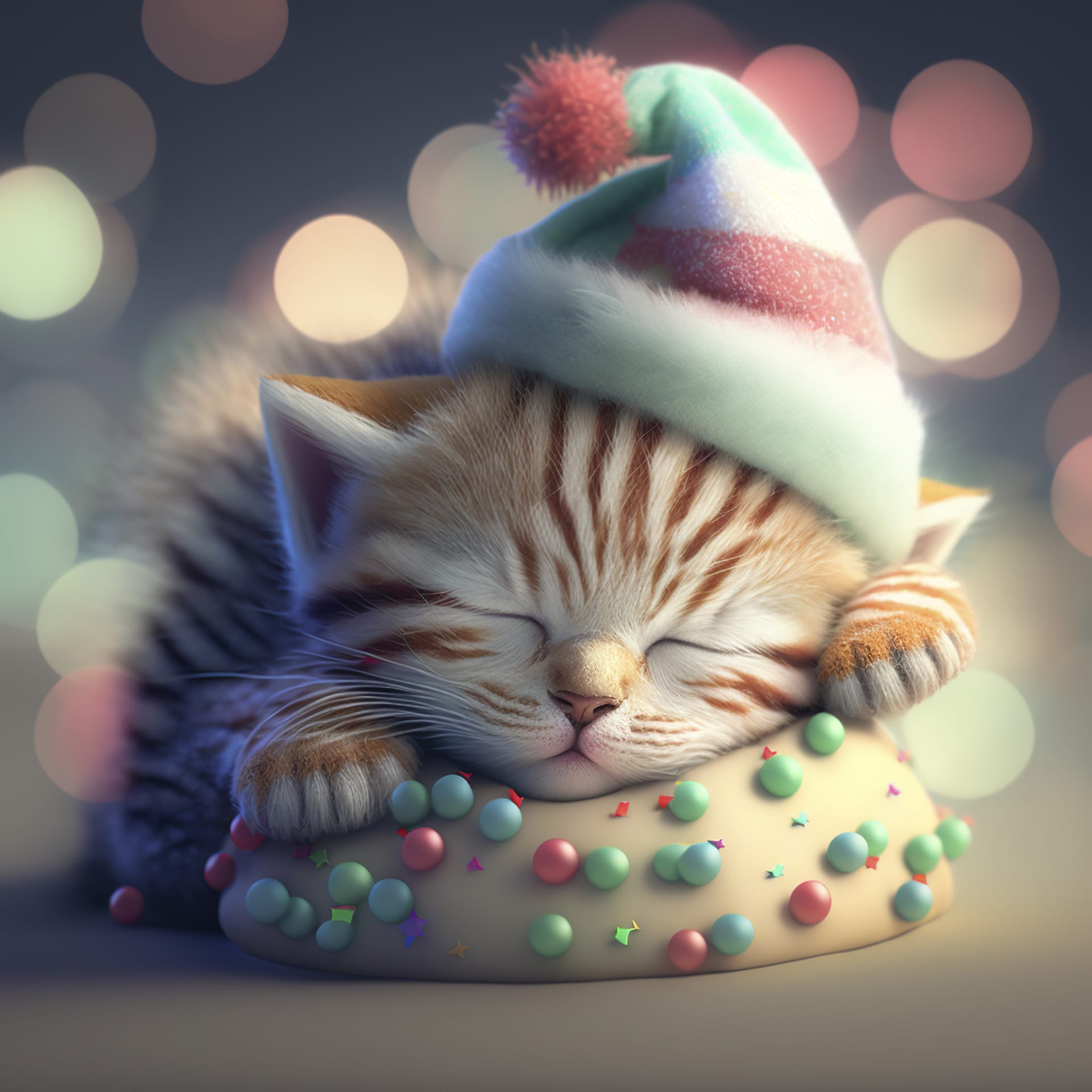 Cute baby kitten sleeping colorful image cat photo