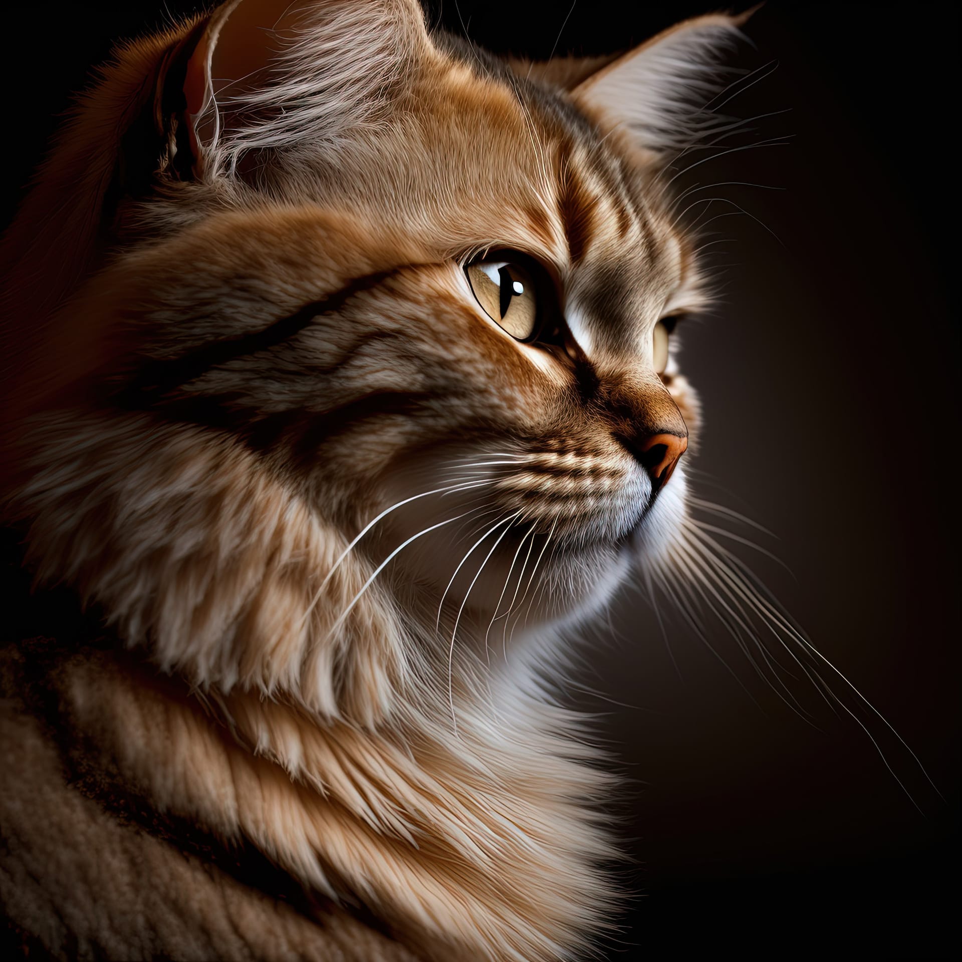 Exotic fluffy cat feline portrait instudio ultra realistic