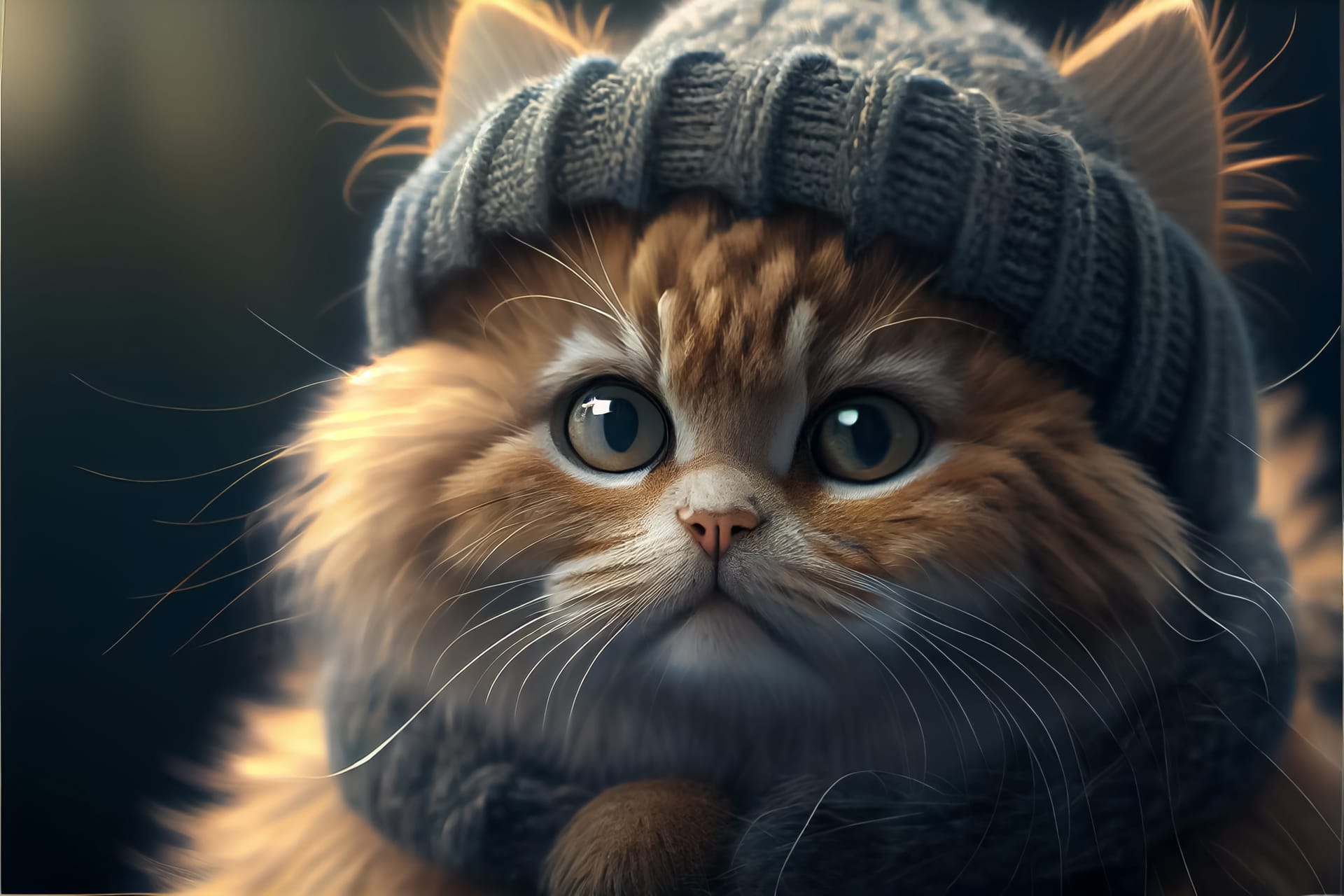 Illustration ginger cat wear cat with funny ears