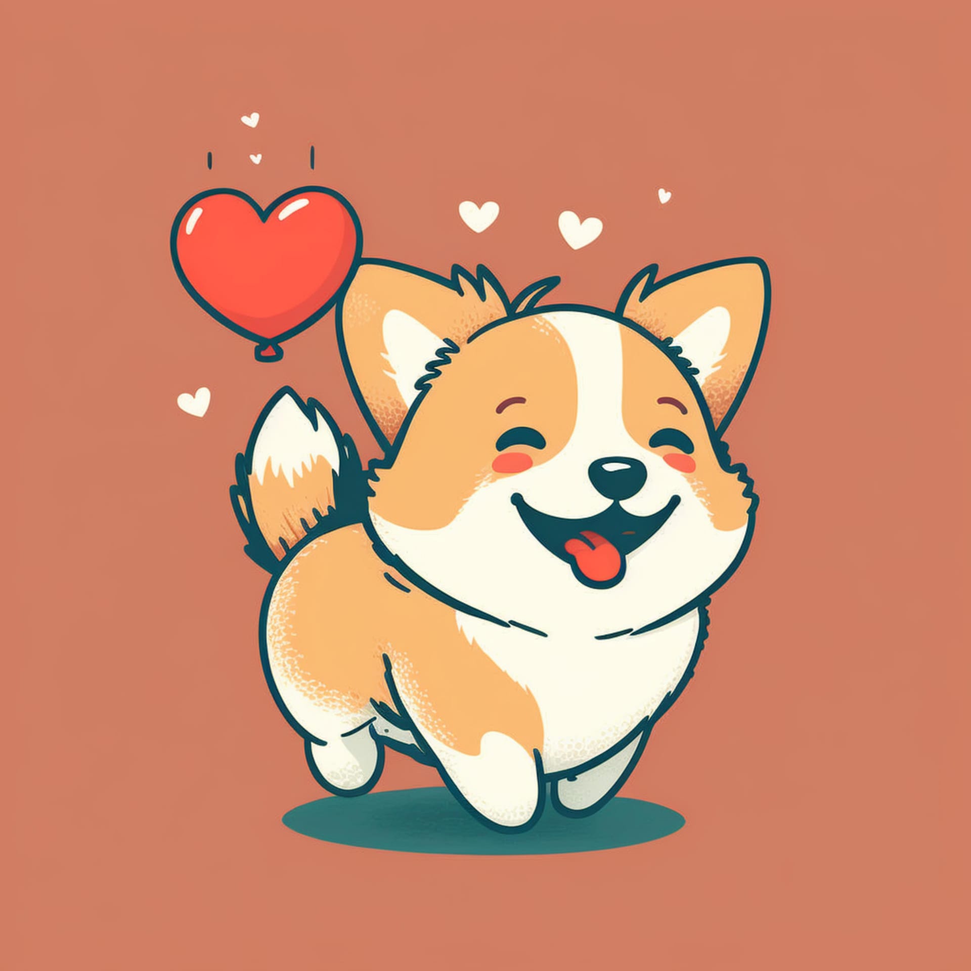 Adorable dog with heart valentines day fine picture