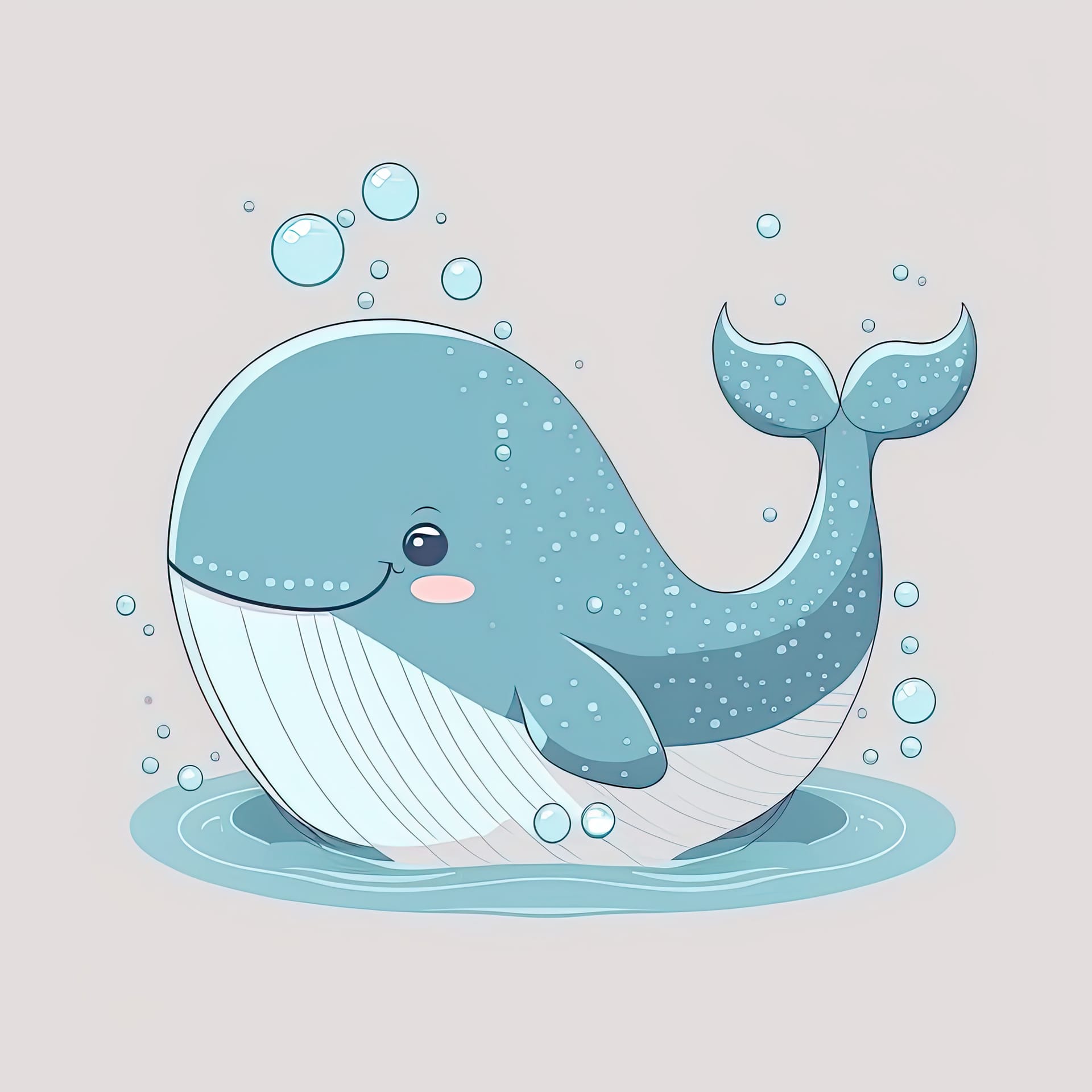 Blue childish whale color background colorful illustration