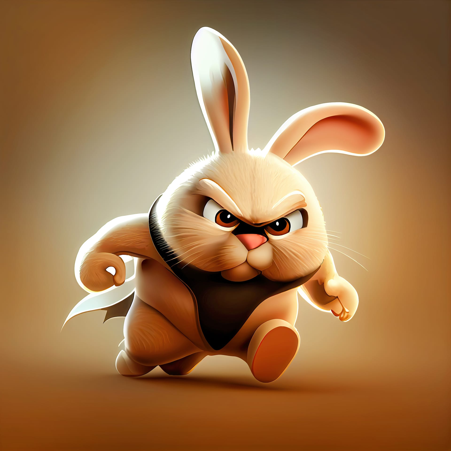 Cartoon style cute rabbit superhero greeting card concept made with