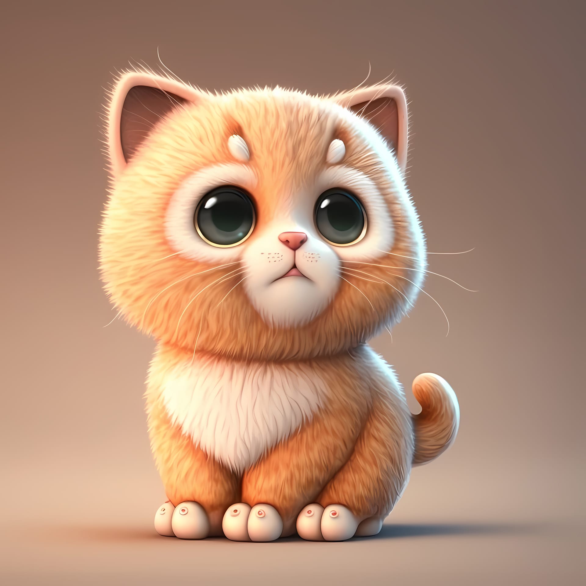 Adorable cute chubby cat 3d render bright image