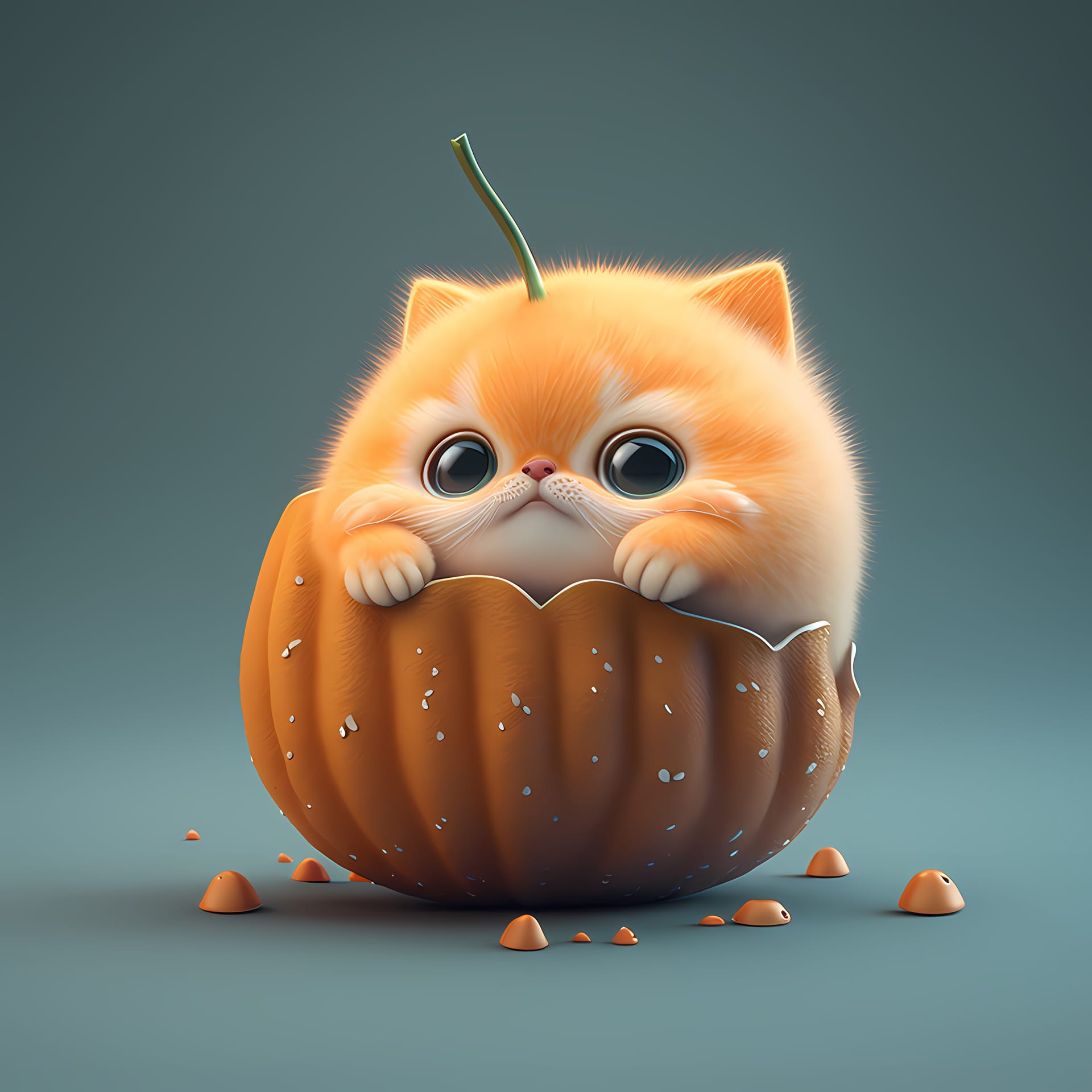 Adorable cute chubby cat 3d render colorful image