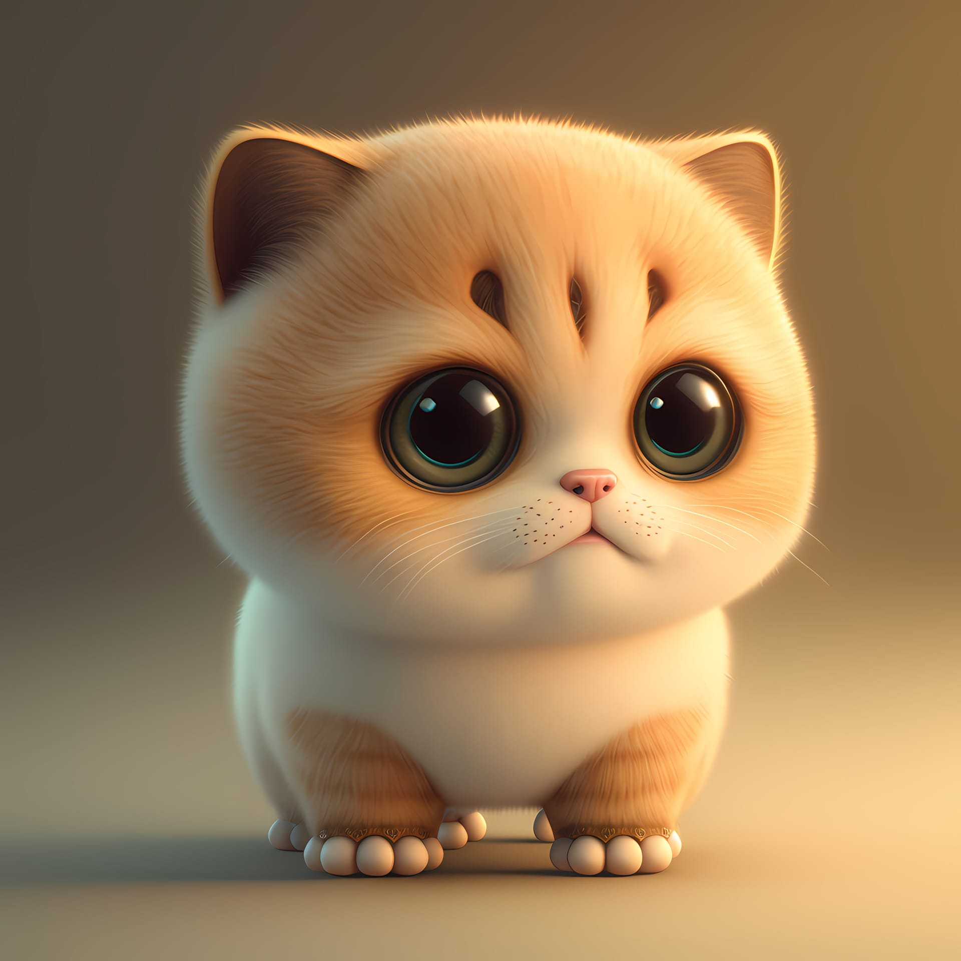 Adorable cute chubby cat 3d render evocative image