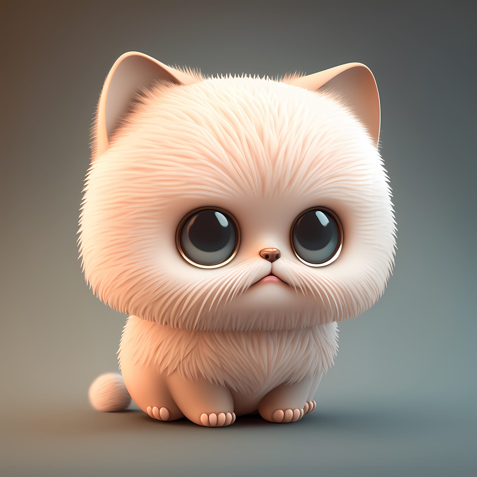 Adorable cute chubby cat 3d render expressive image