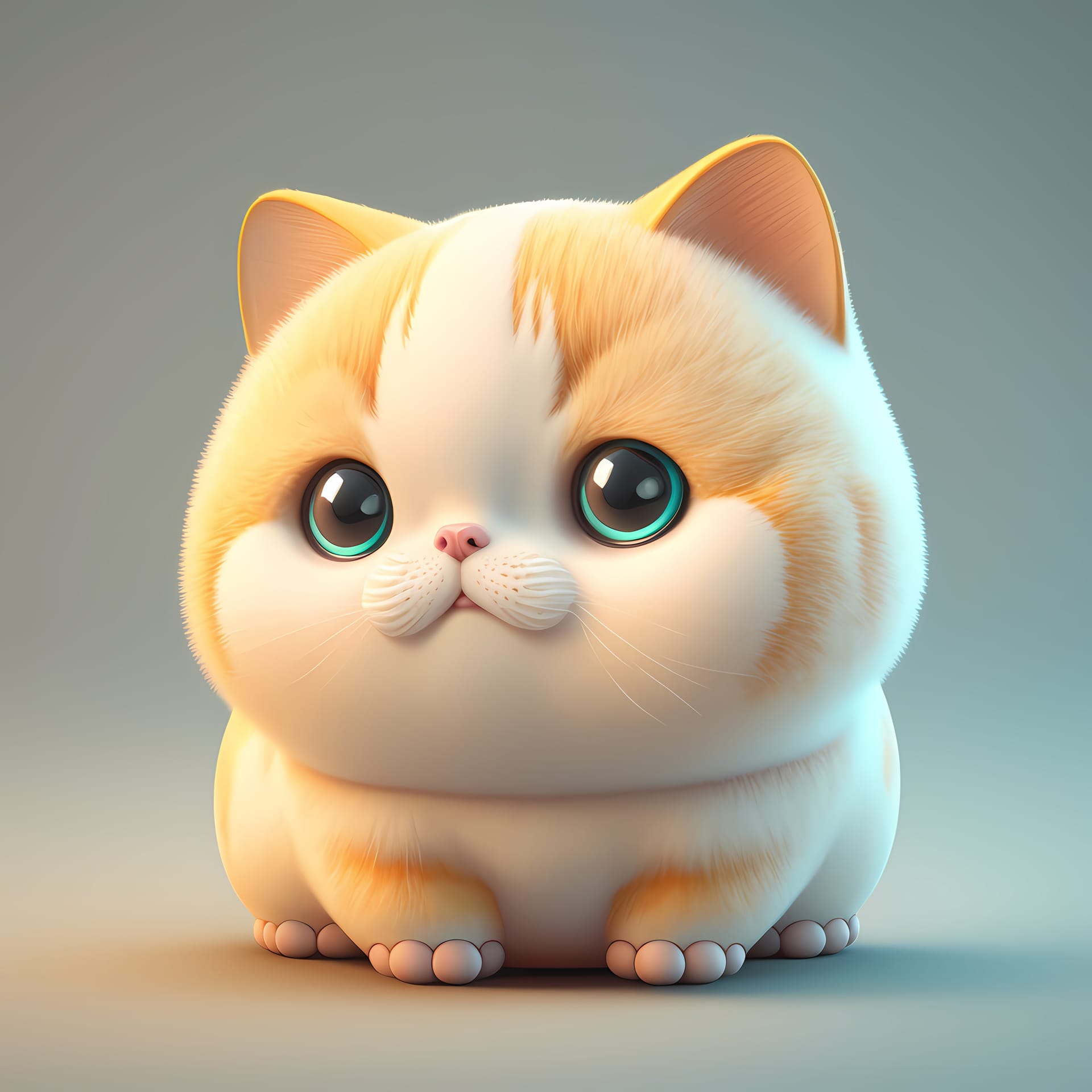 Adorable cute chubby cat 3d render fine picture