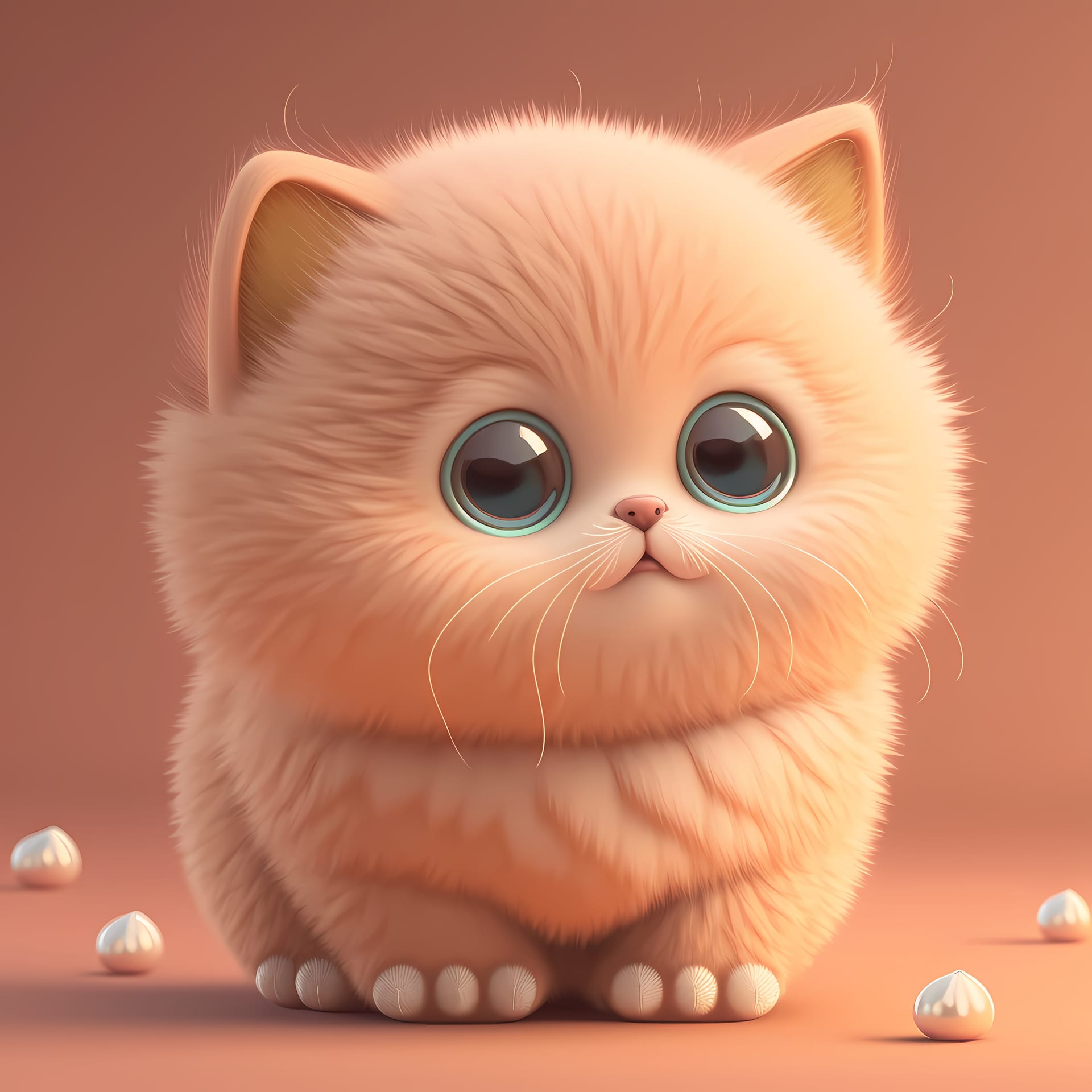 Adorable cute chubby cat 3d render moody image