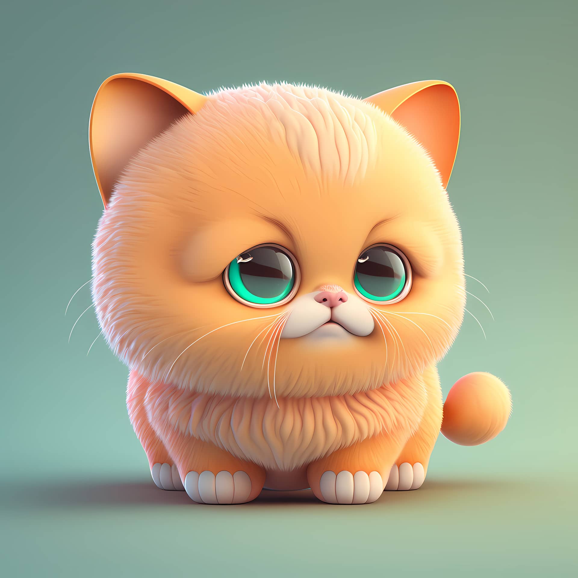 Adorable cute chubby cat 3d render realistic image