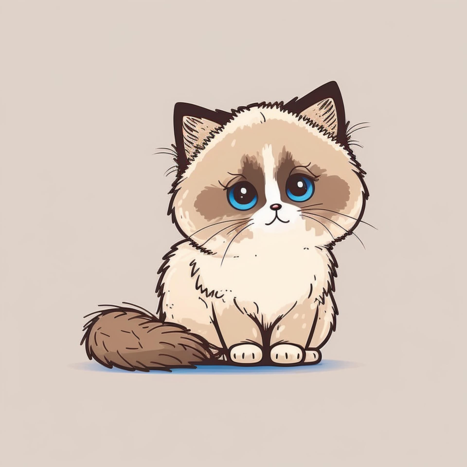 Cute cat cartoon icon illustration realistic image