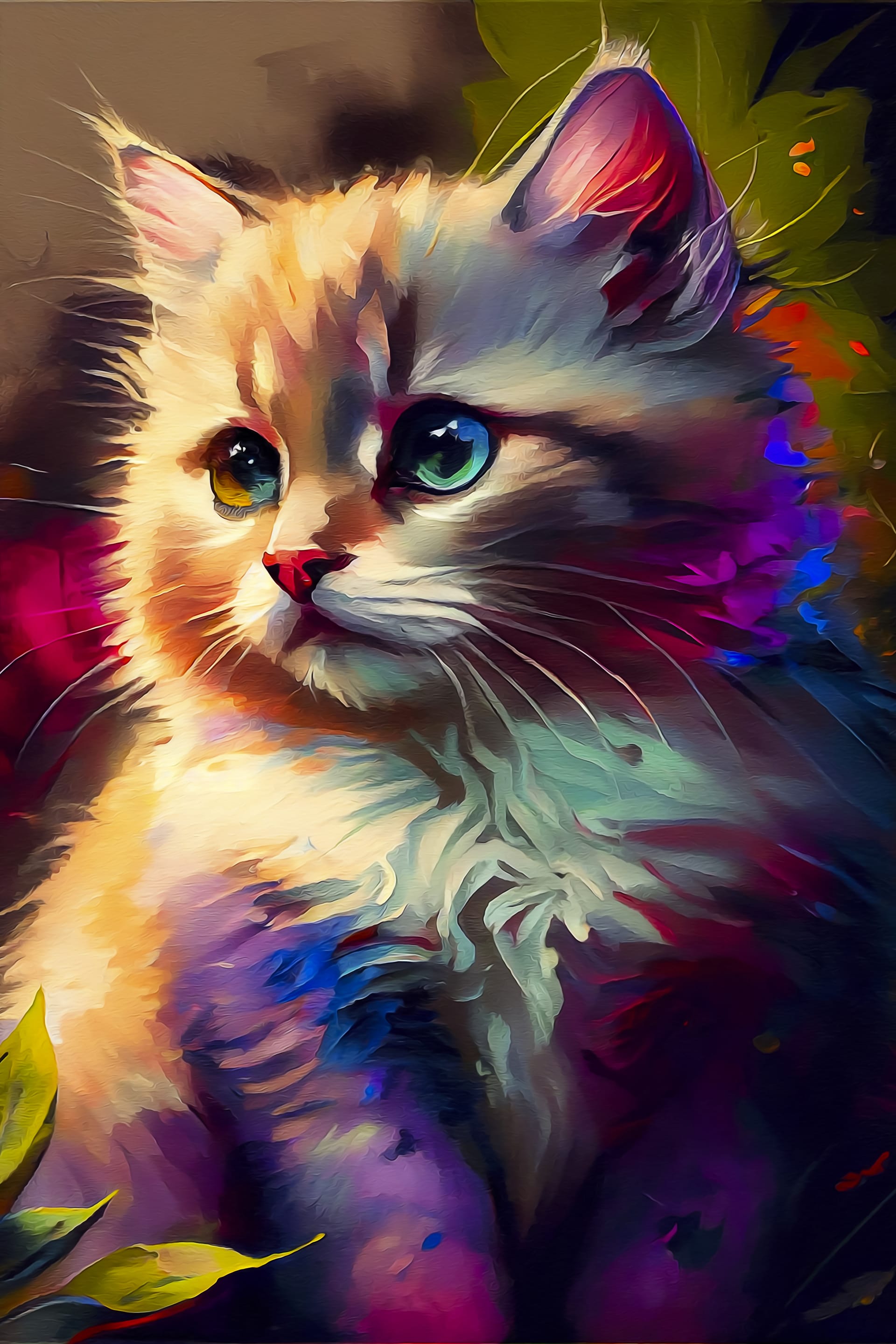 Cute cat pictures colorful painting