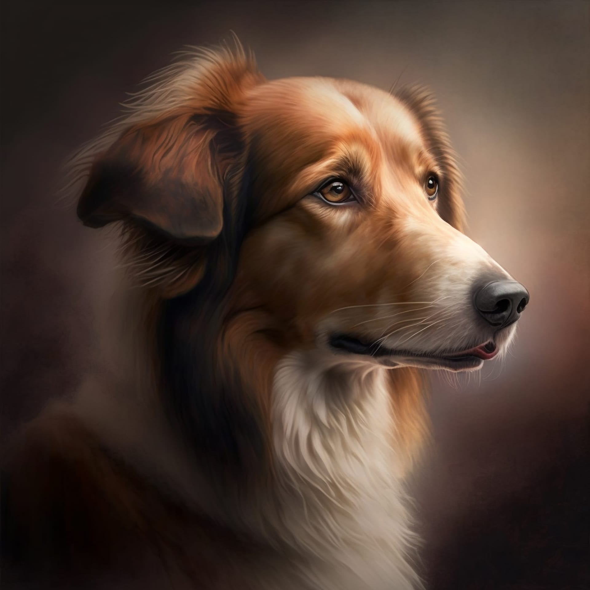 Dog studio portrait creative digital painting bright image