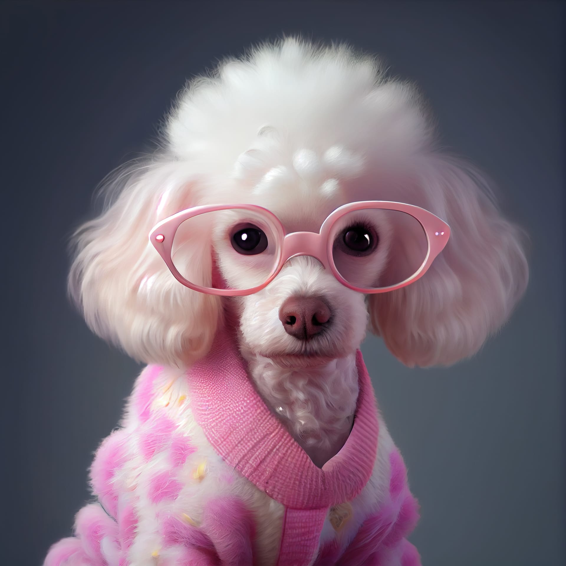 Glamour fashion white poodle dog picture