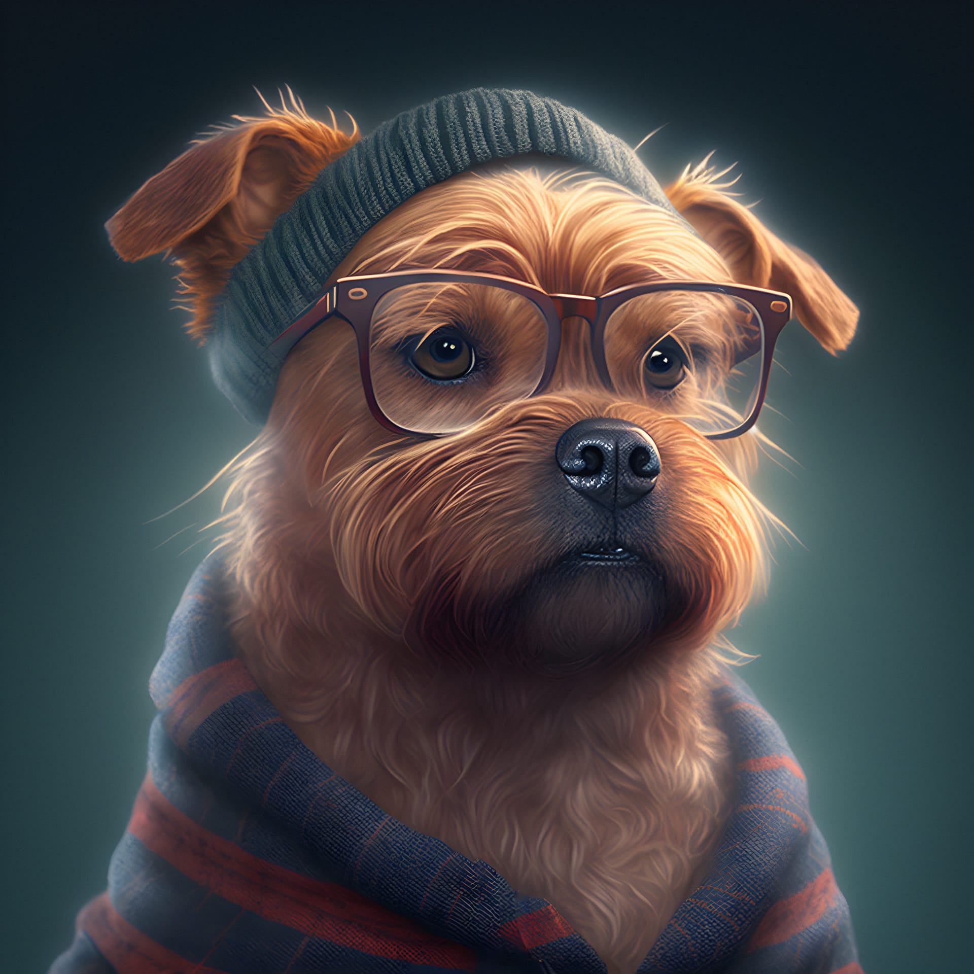 Hipster dog wearing clothes glasses dog portrait image