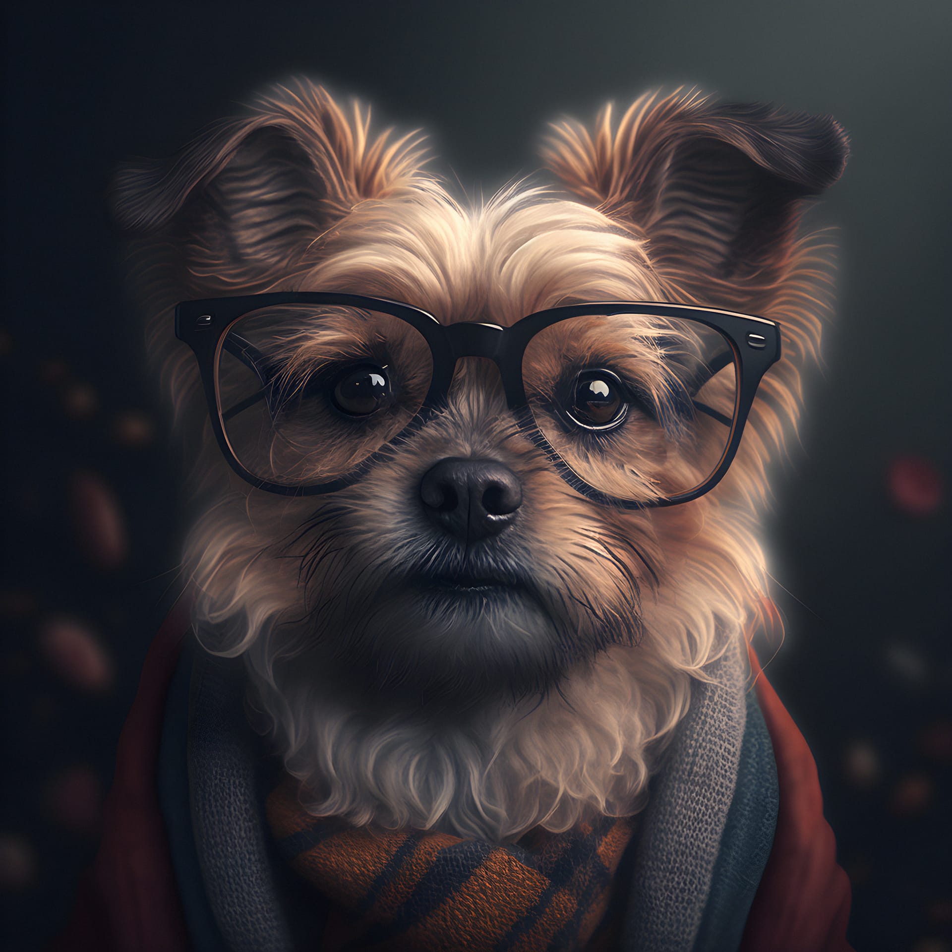 Hipster dog wearing clothes glasses dog portrait