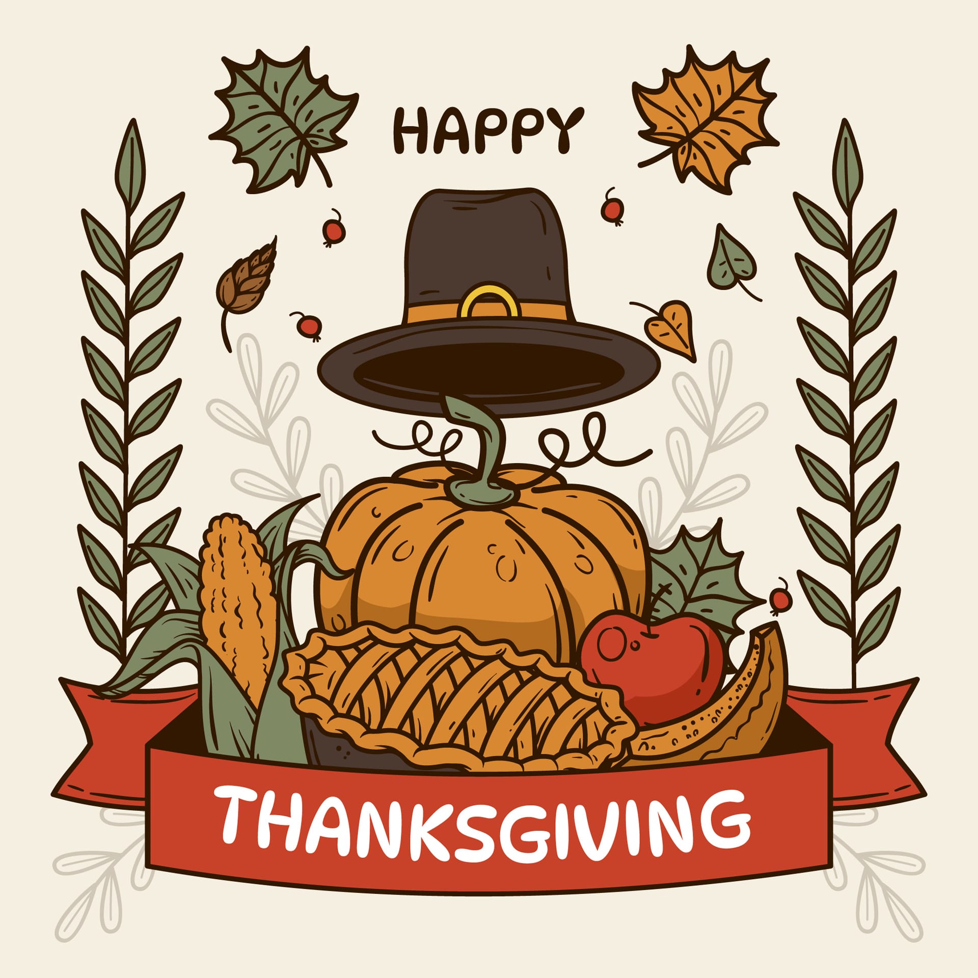 Hand drawn thanksgiving celebration illustration happy thanksgiving images