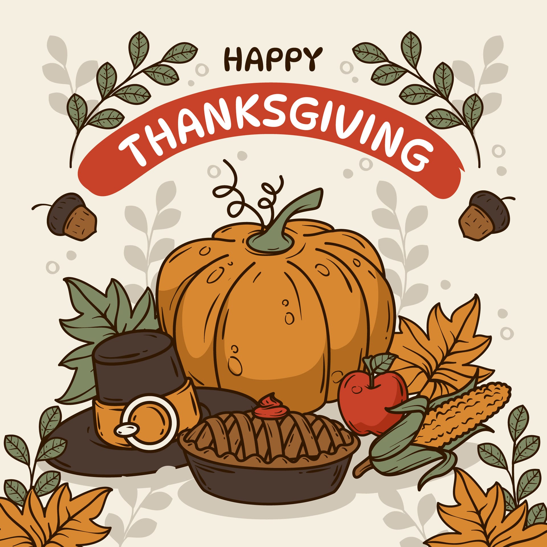 Hand drawn thanksgiving celebration illustration image