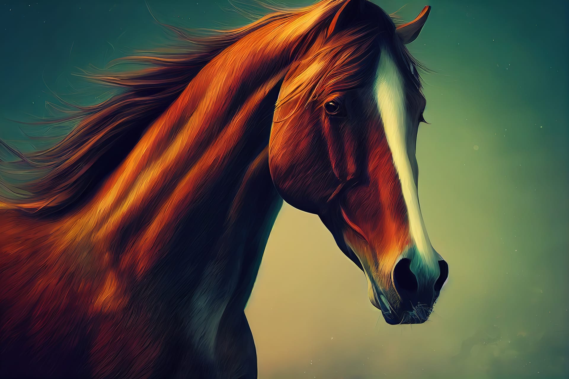 Horse animal portrait horse digital art style illustration painting image