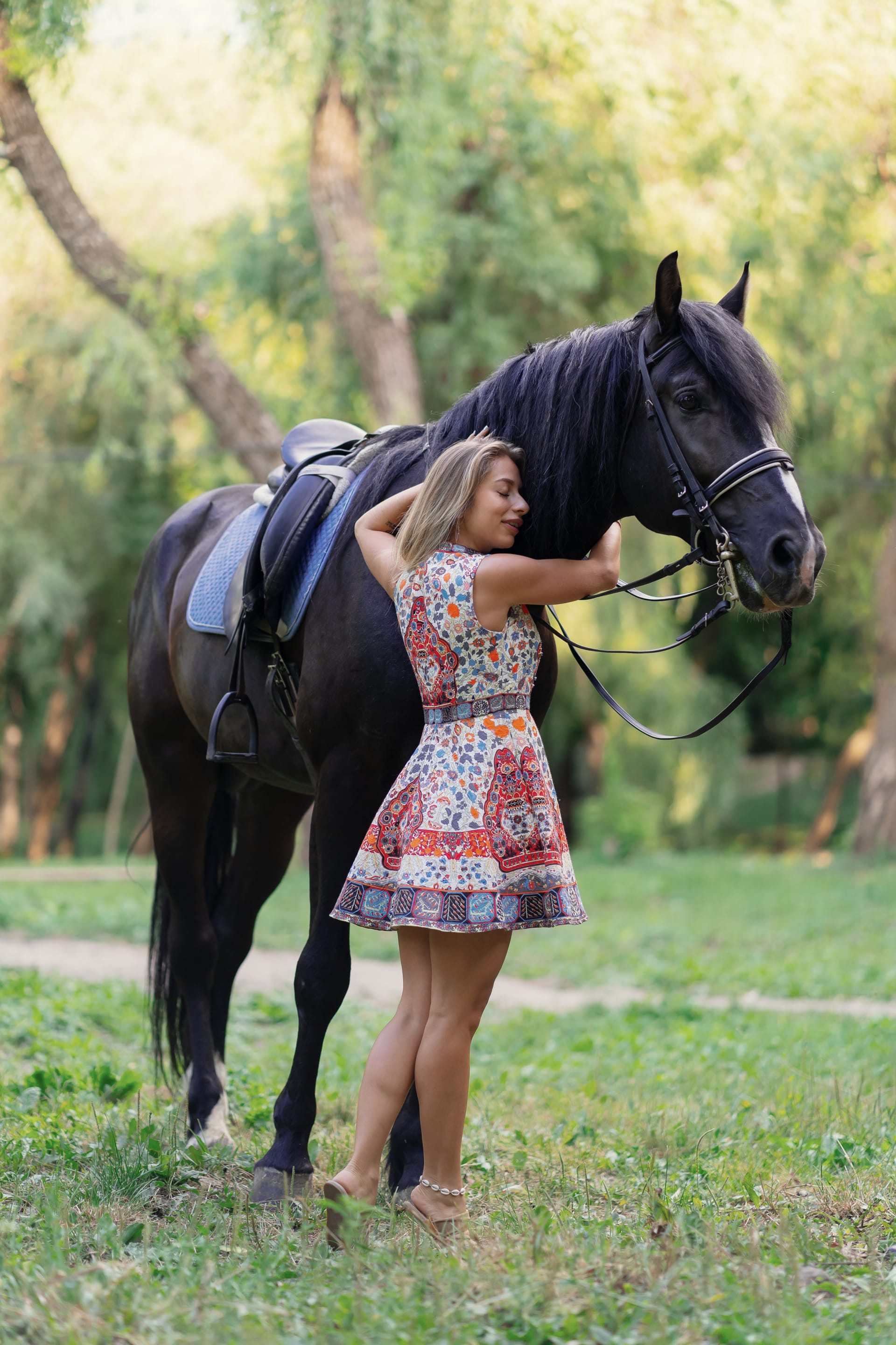 Young woman with horse image of horse