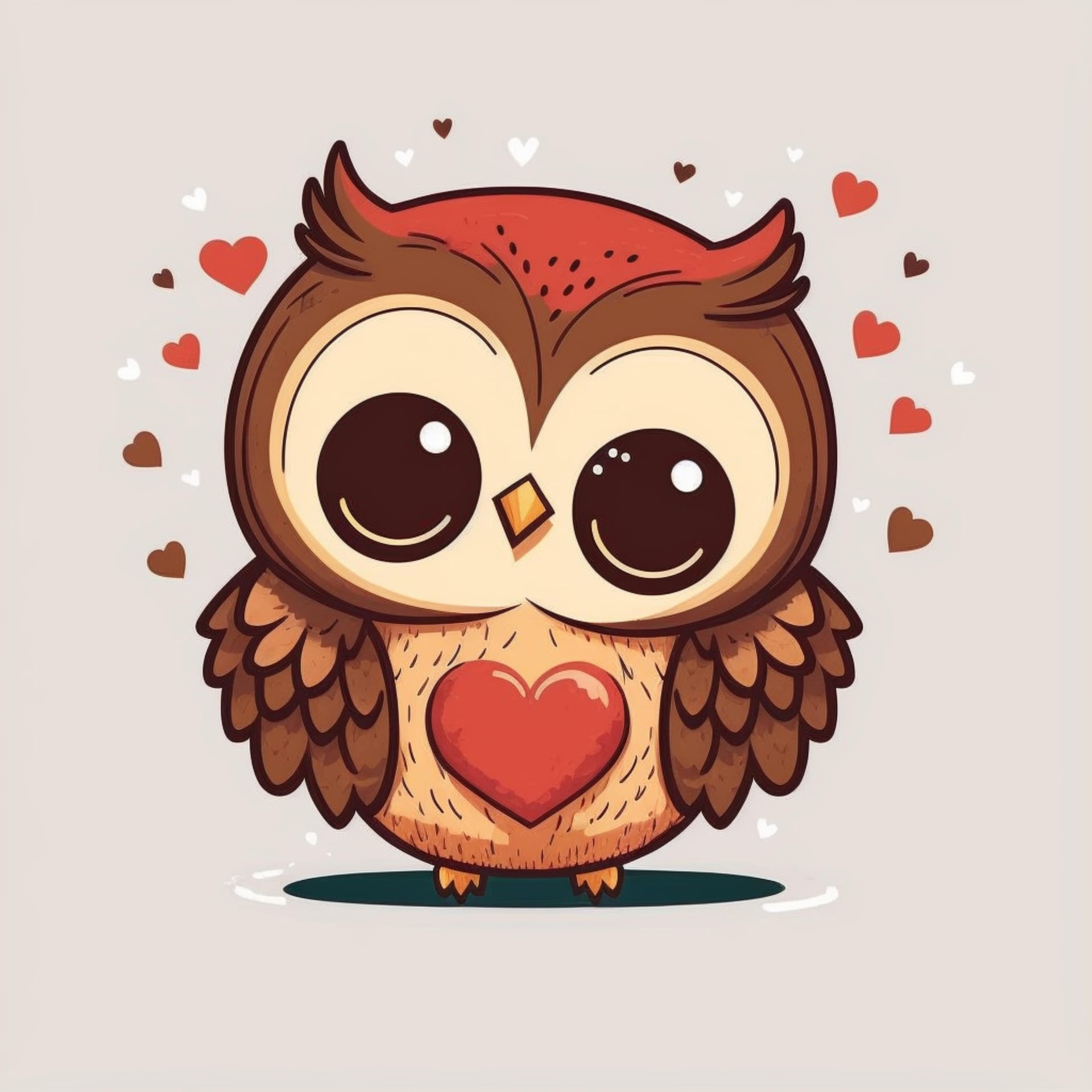 Cute owl with heart valentines day