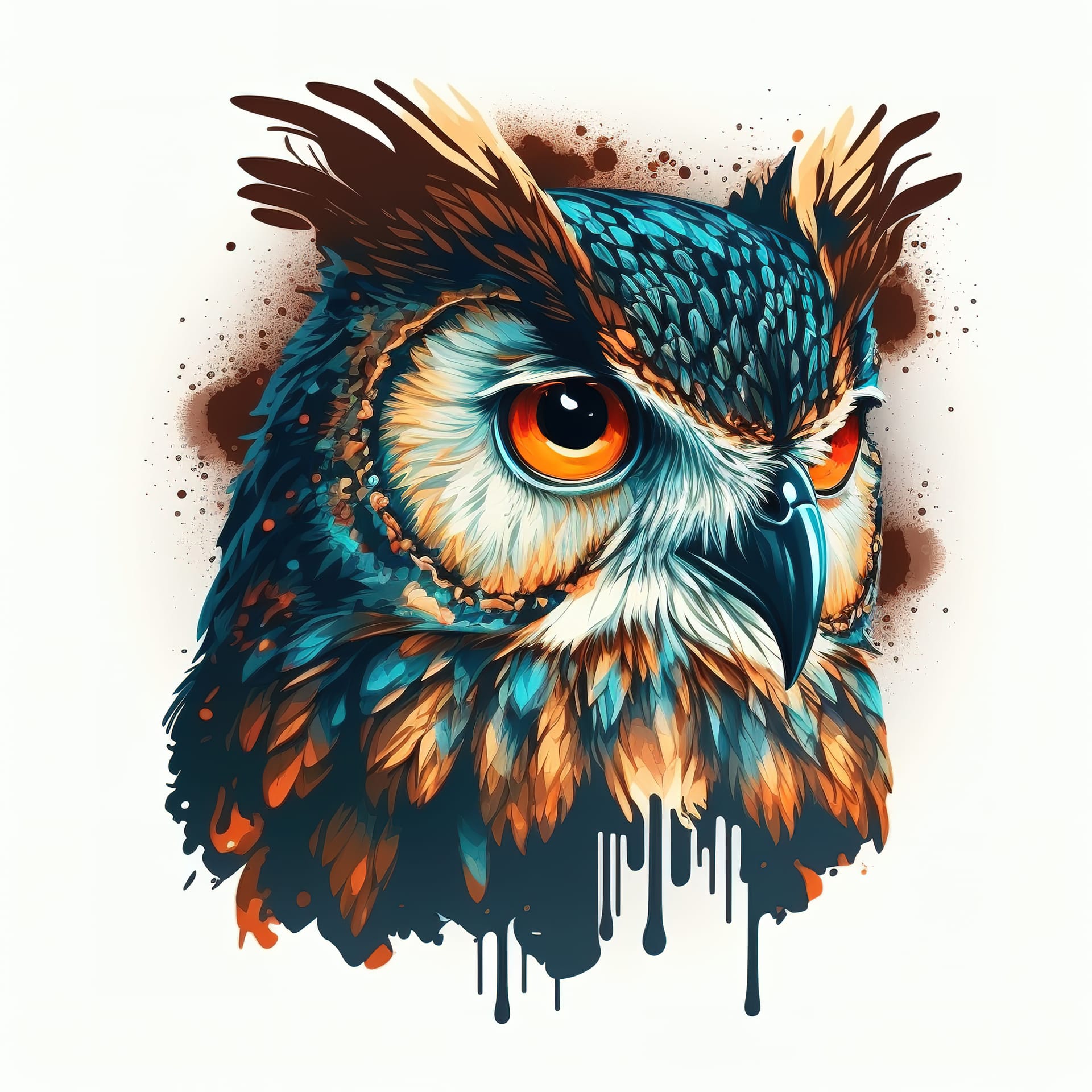 Illustration owl head isolated background graphic design tattoo