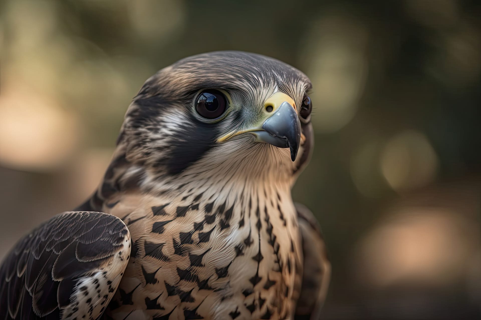 Young falcon bird portrait