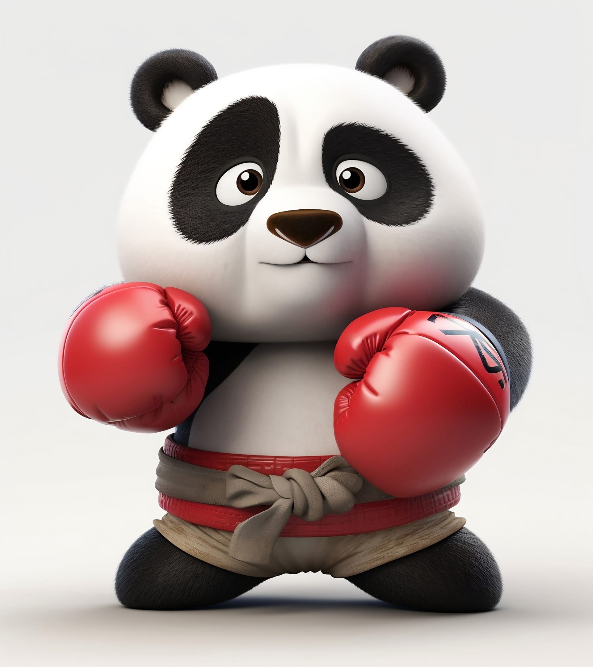Adorable panda dressed up boxing gloves