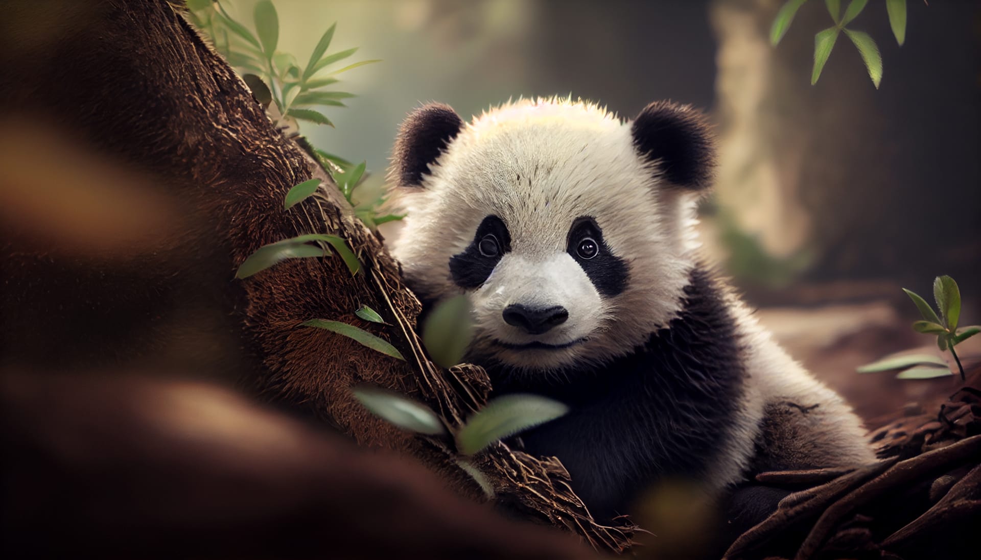Beauty panda bear wild animal scene