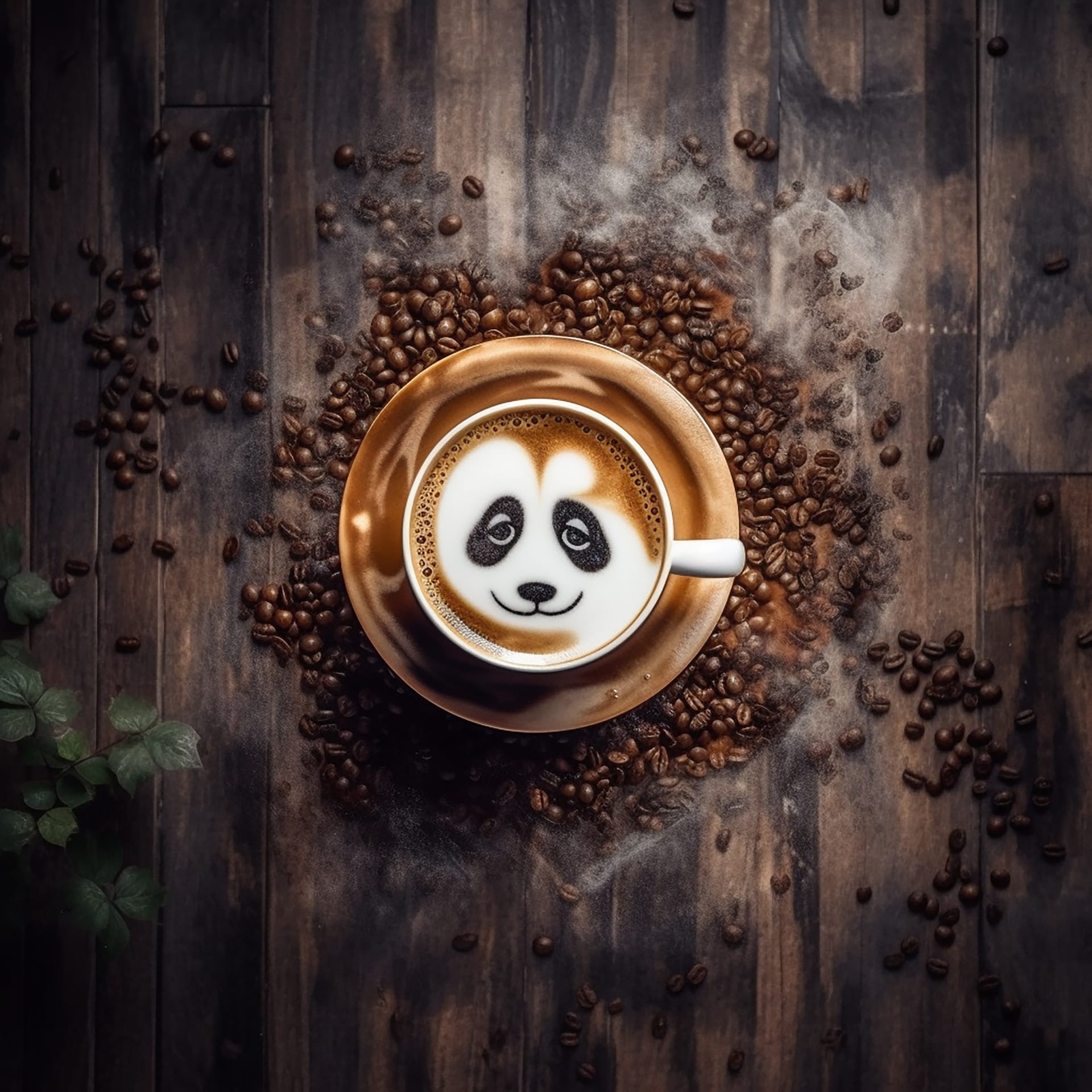 Cup coffee with panda face