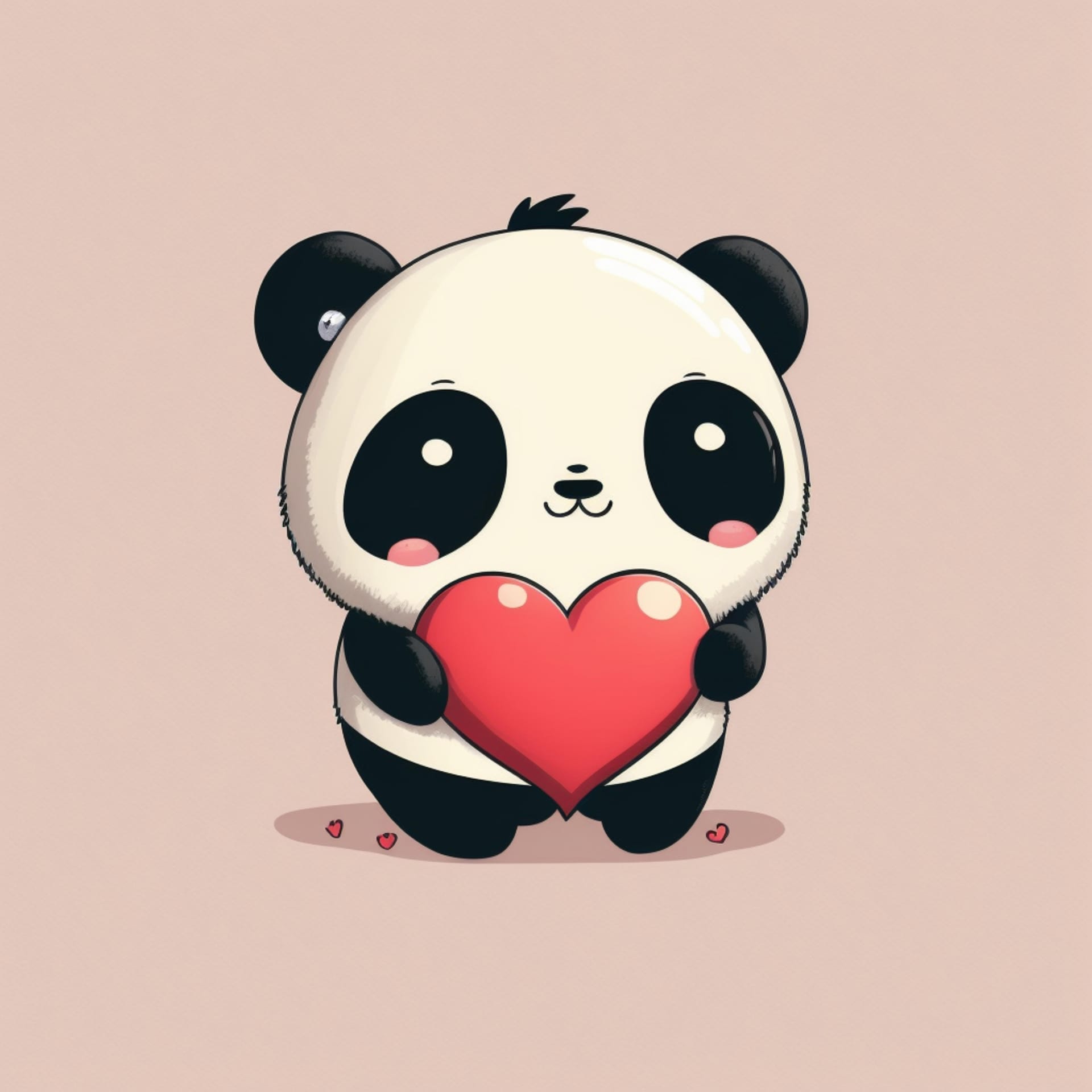 Kawaii panda with heart valentines day image