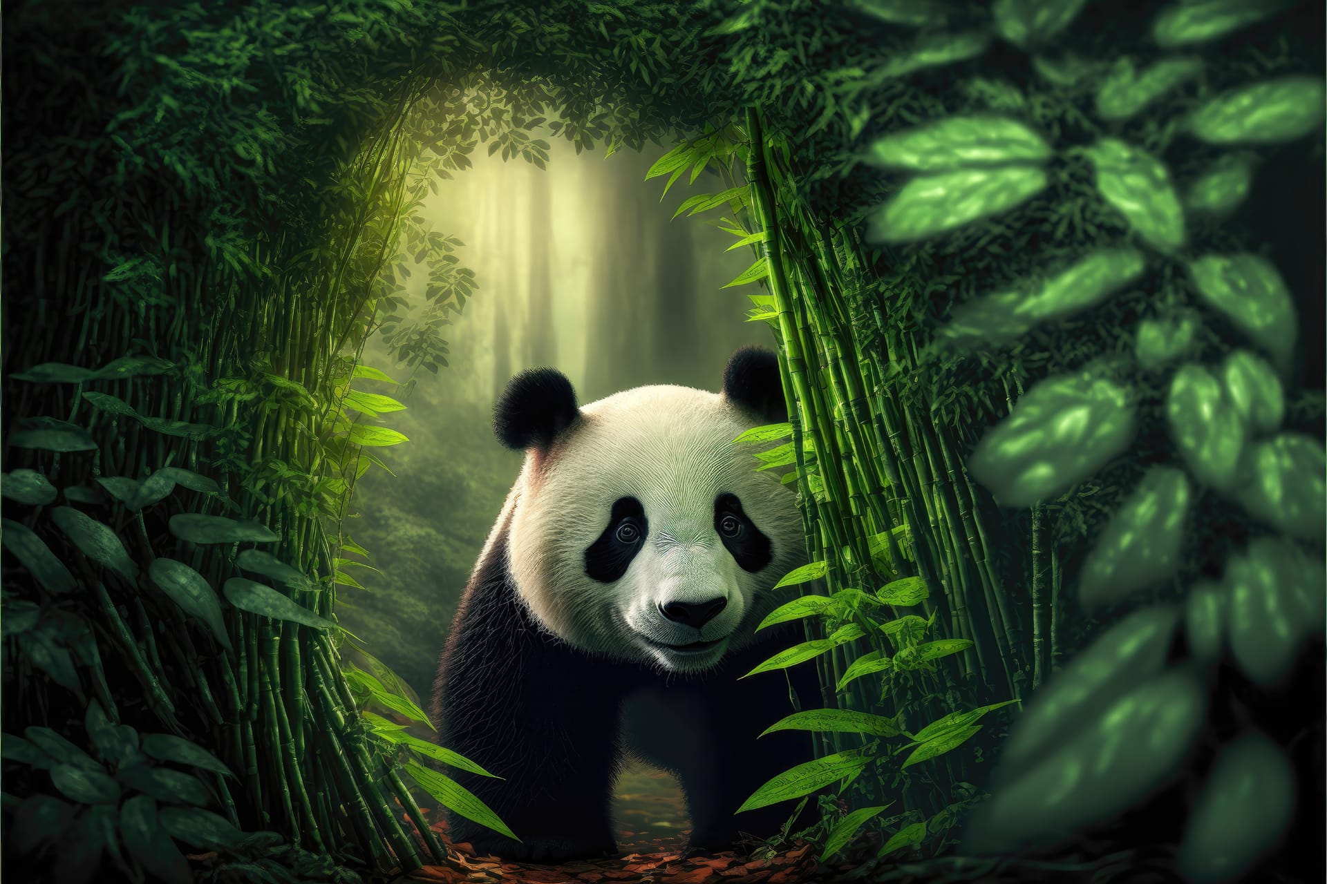 Panda pictures cute panda middle bamboo forest
