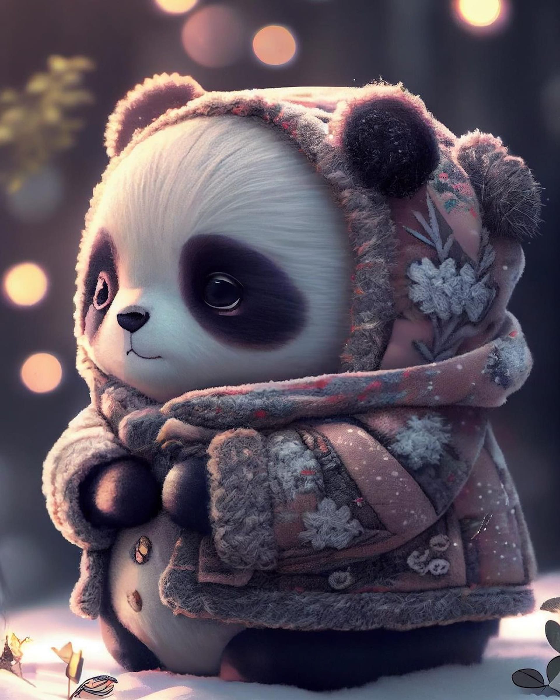 Panda pictures panda coat with scarf