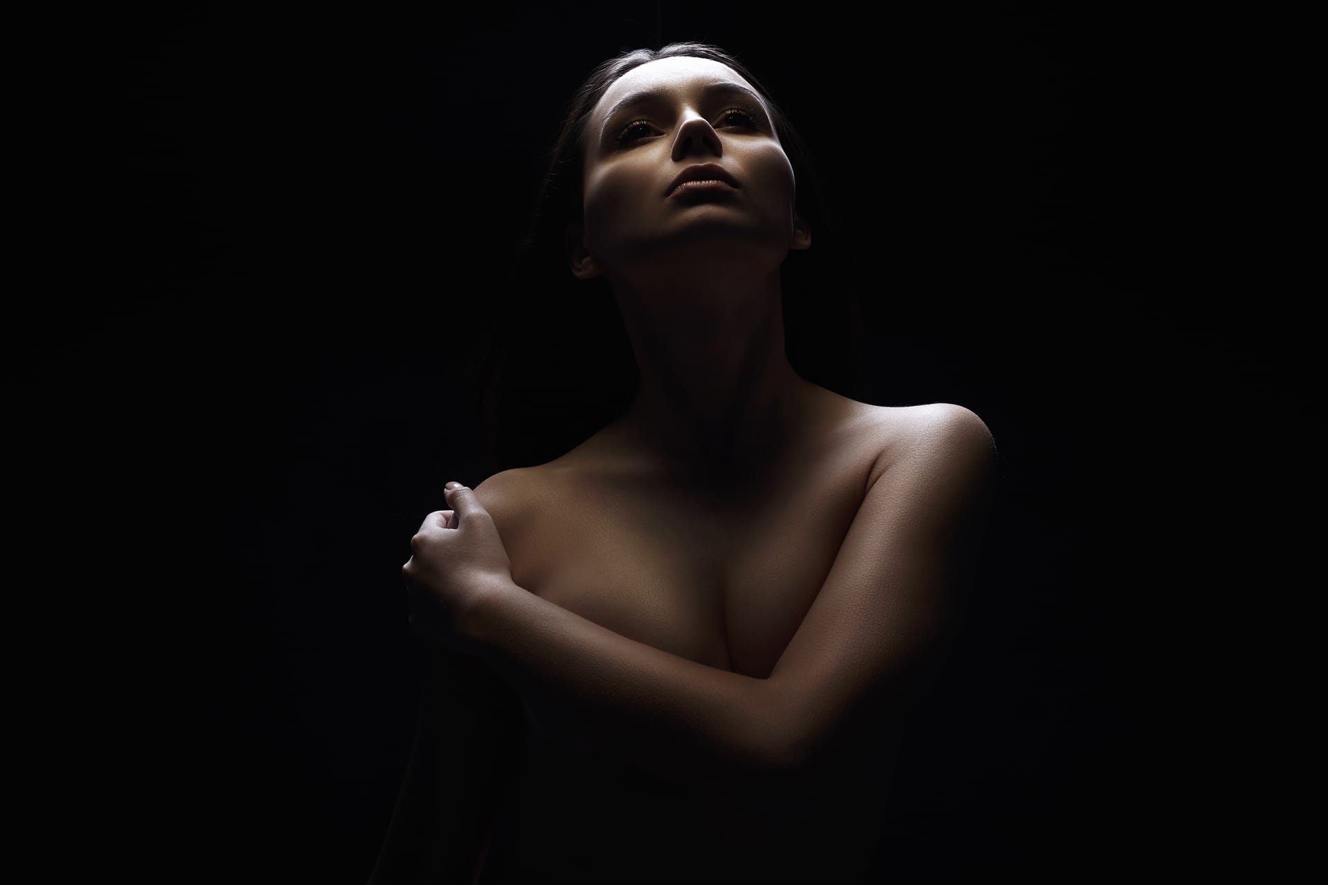 Nude woman dark female silhouette image