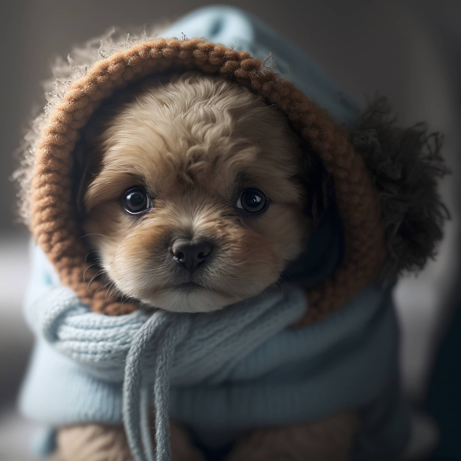 Adorable dog puppy warm clothes generative animal profile pictures