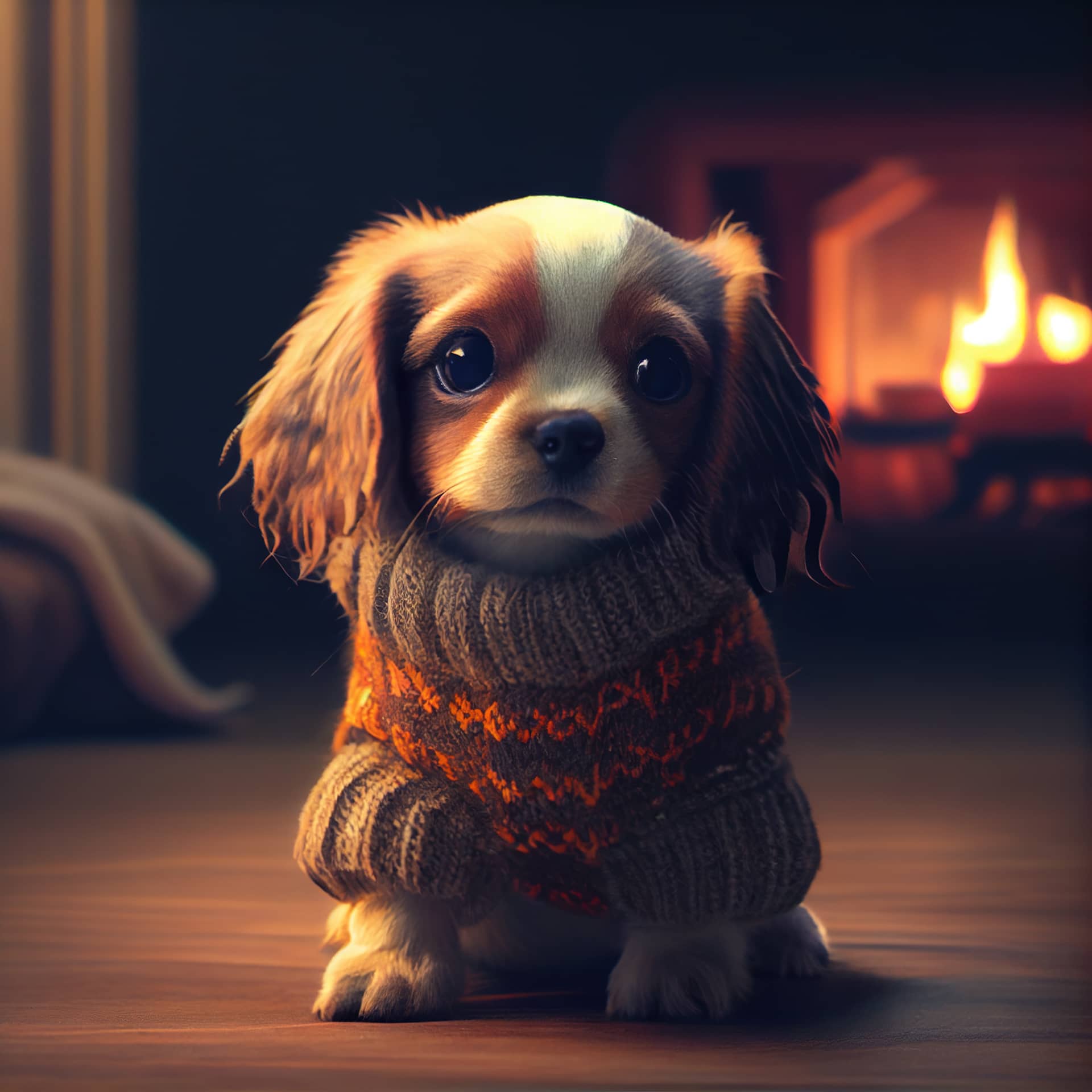 Animal profile pictures cute little dog warm sweater generative