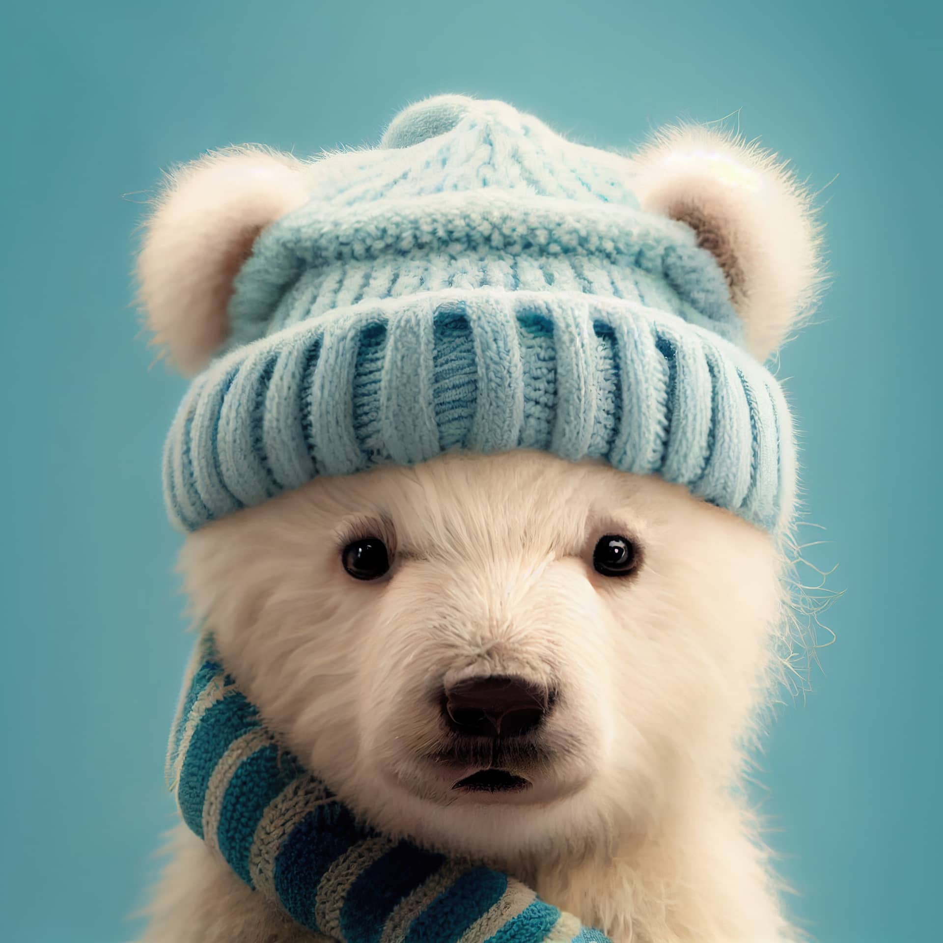 Animal profile pictures cute polar bear hat scarf generative