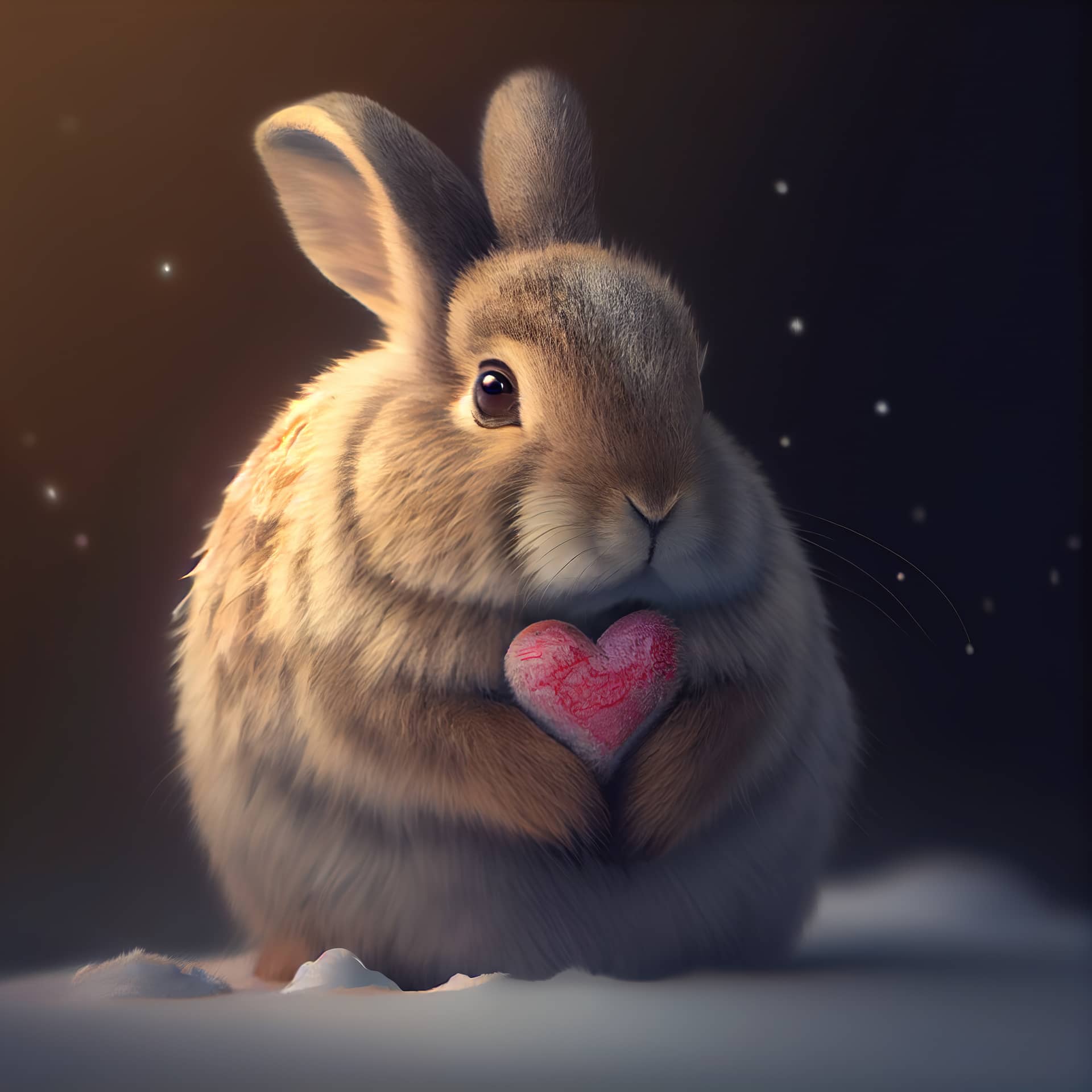 Animal profile pictures cute realistic rabbit with heart generative