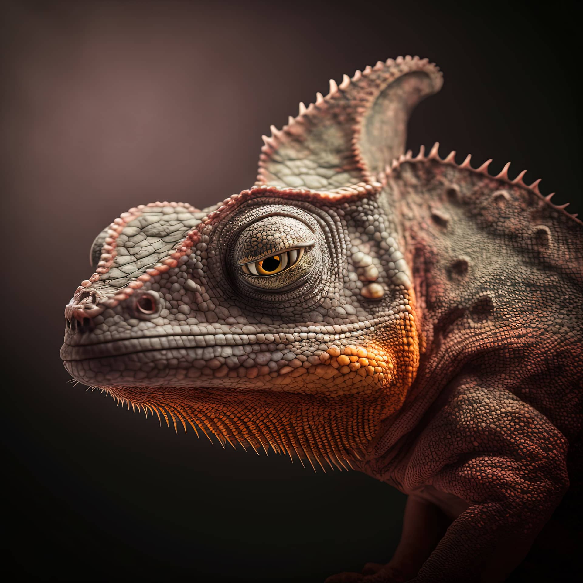Chameleon colorful pattern portrait studio ultra realistic generative
