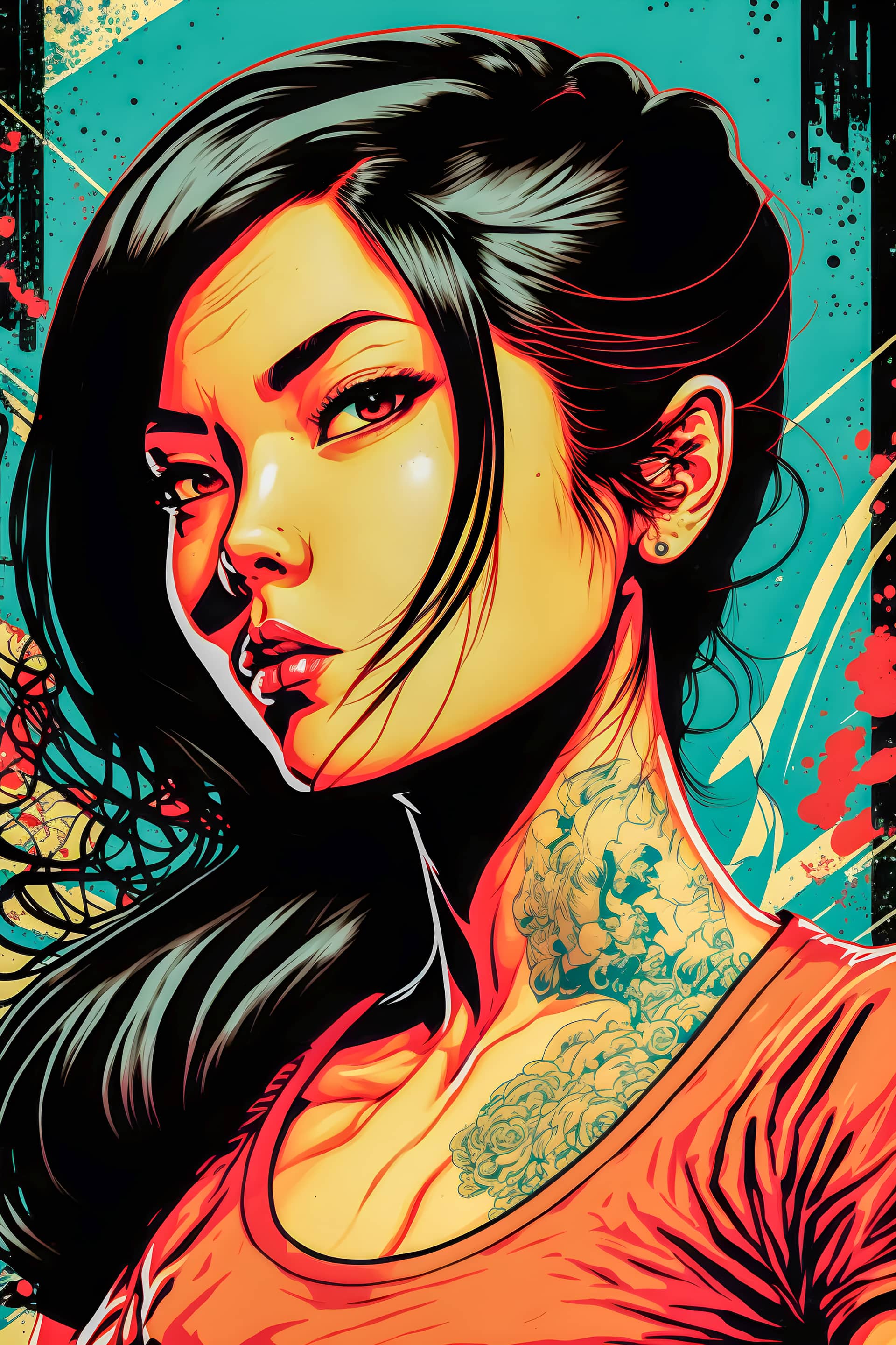 Asian american woman manga character design anime style excellent image