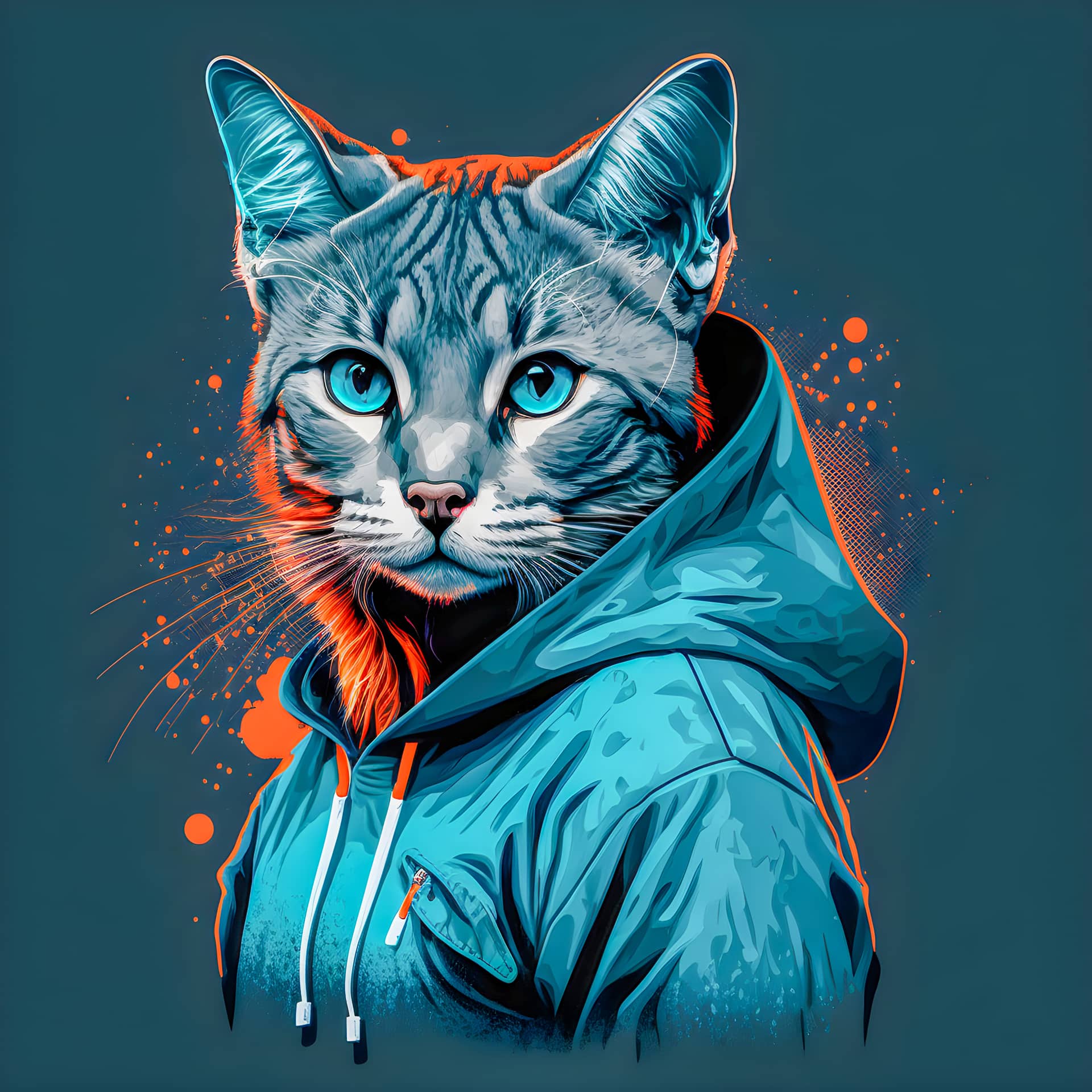 Cute pop art cat illustration hand drawn balanced art profile picture