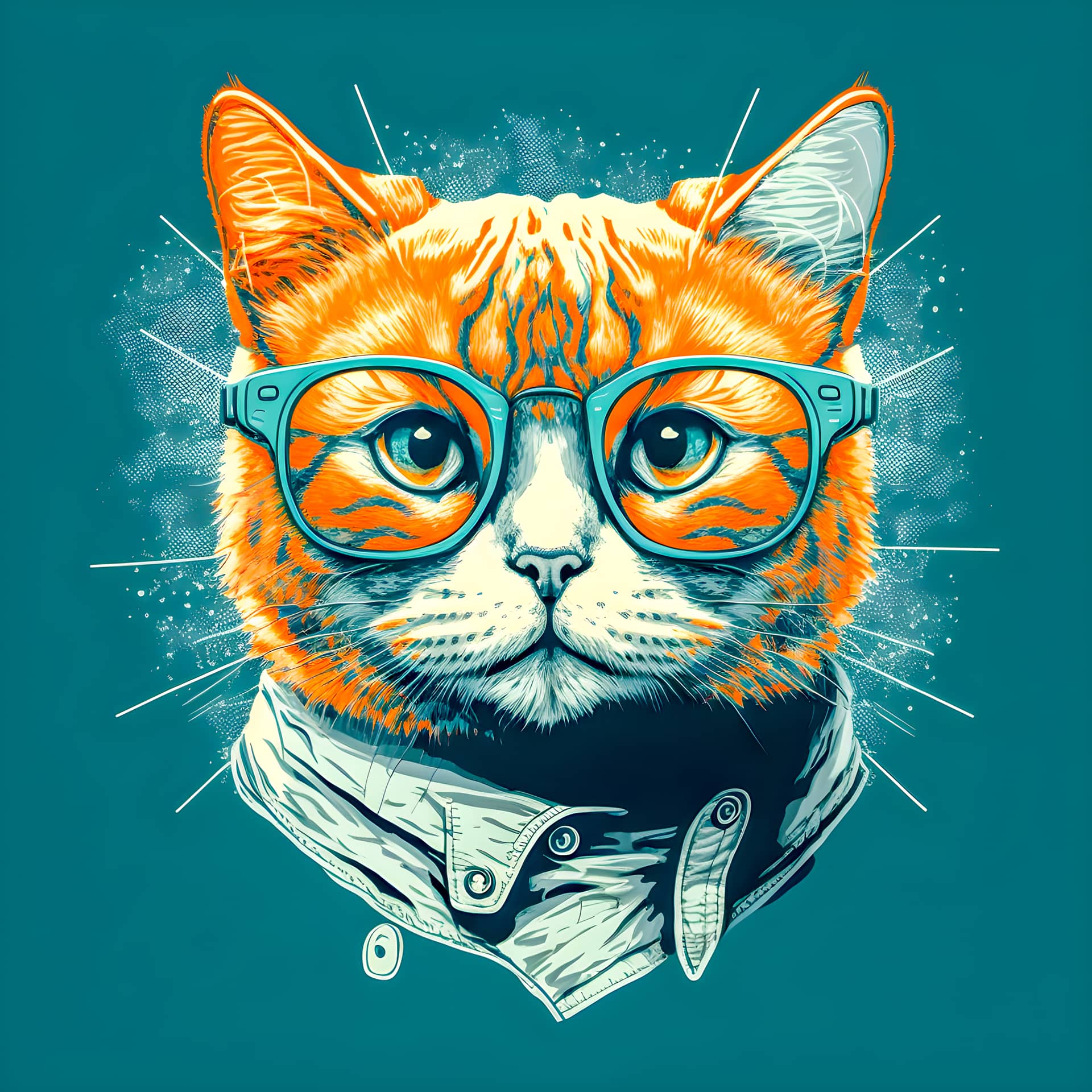 Cute pop art cat illustration hand drawn evocative art profile picture