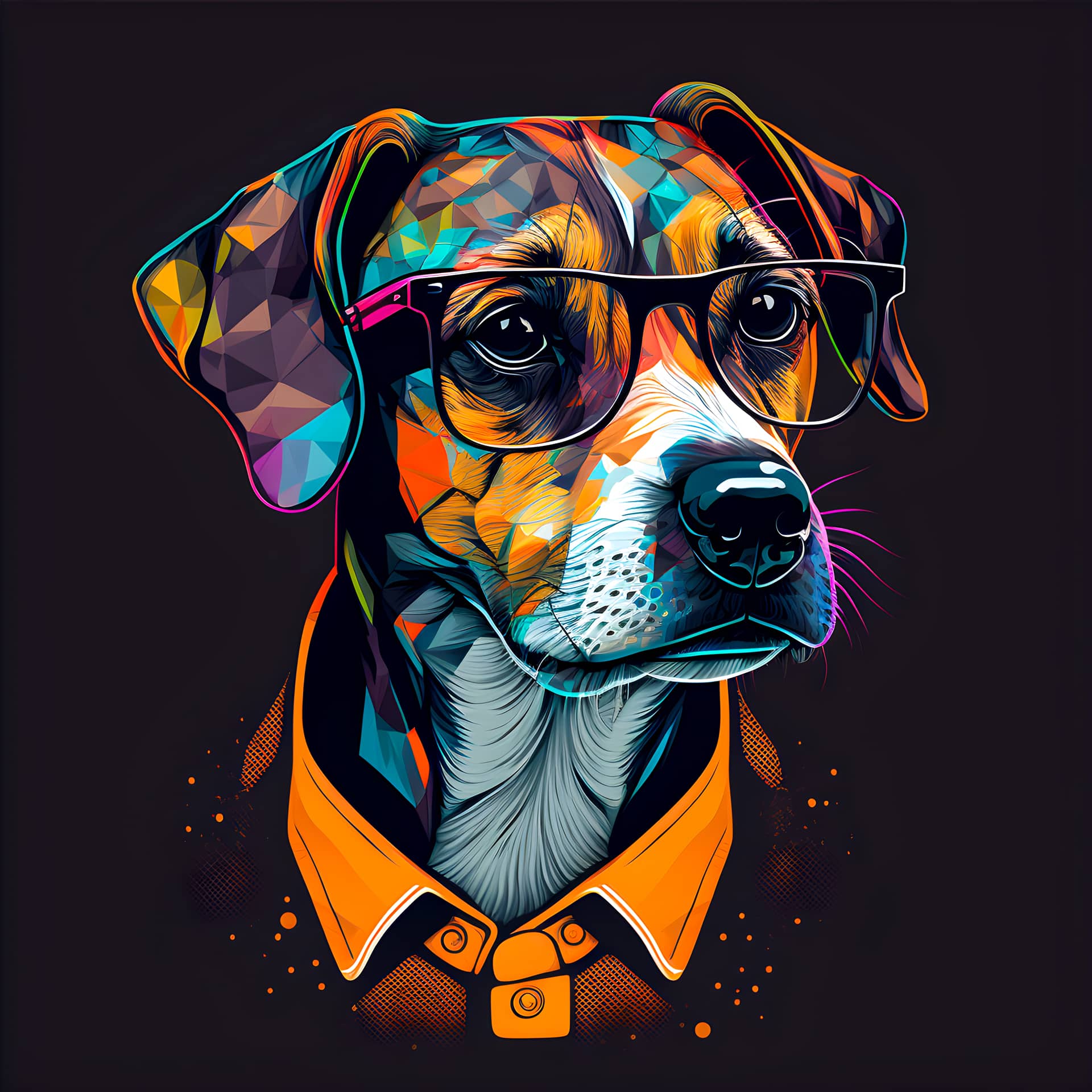 Funny hipster cute dog art illustration anthropomorphic dogs excellent image