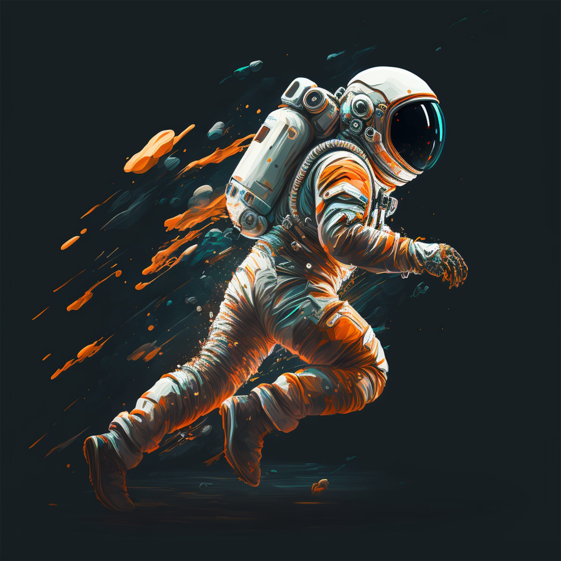 Astronaut digital art retro assets isolated black background excellent image
