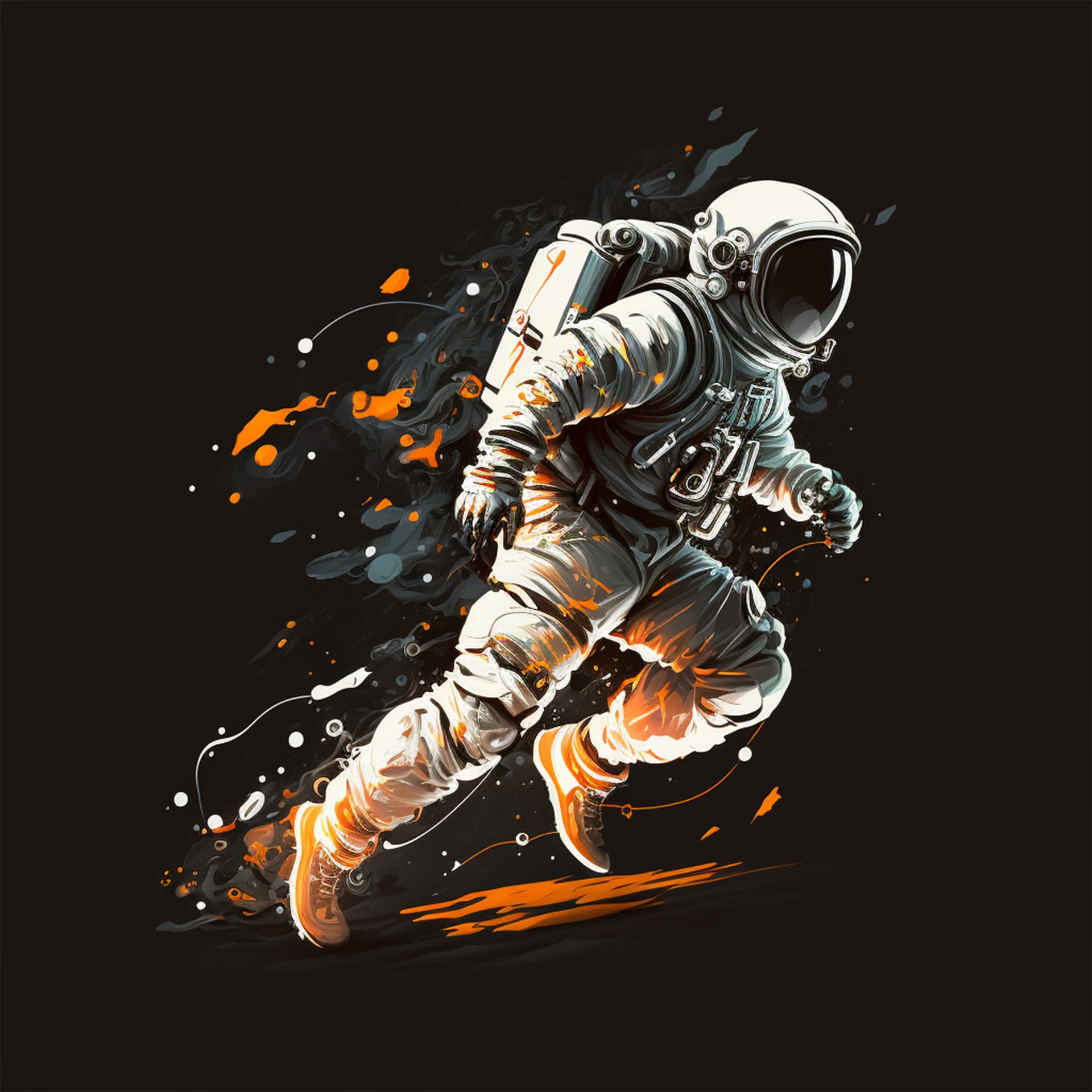 Astronaut digital art retro assets isolated black background nice image