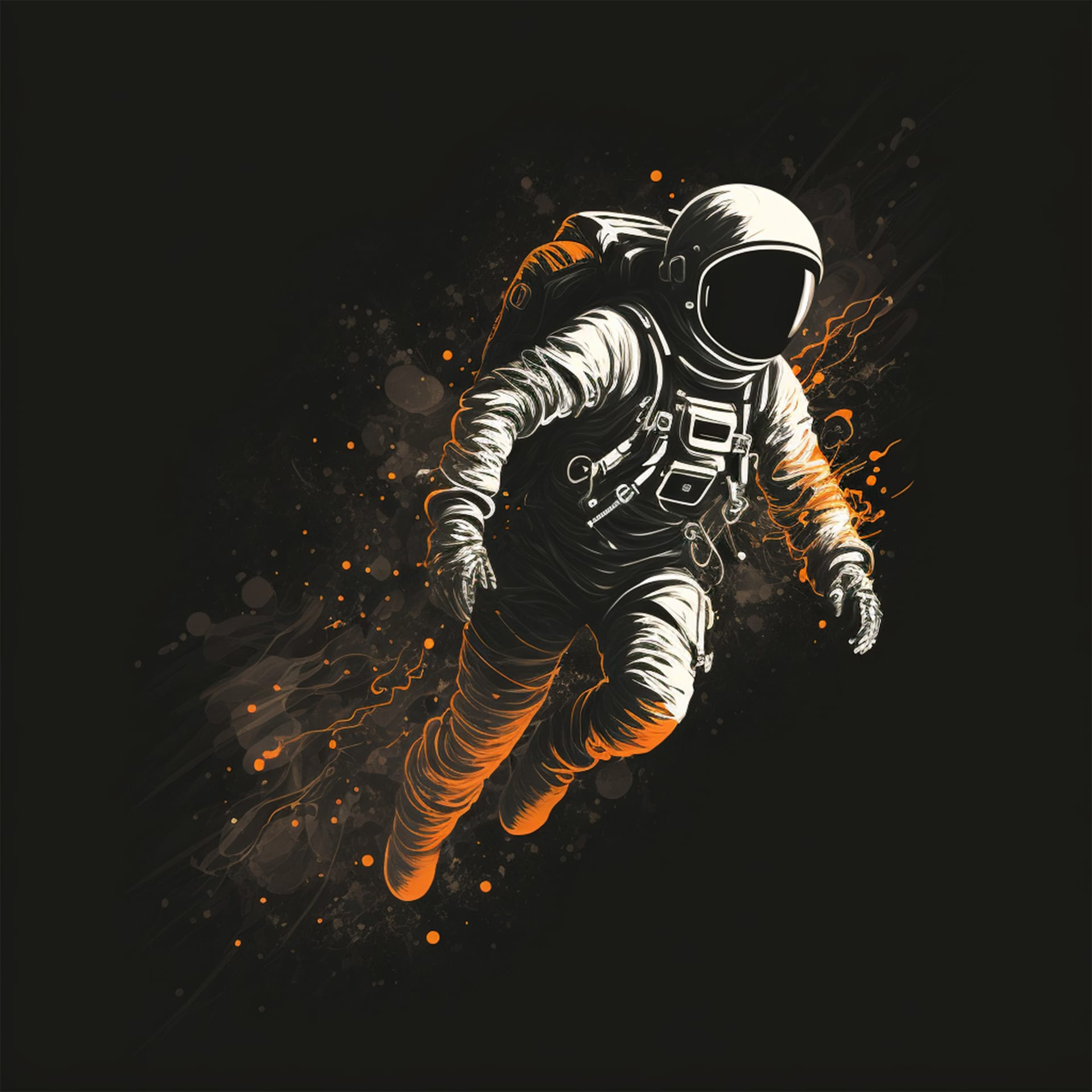 Astronaut digital art retro assets isolated black background