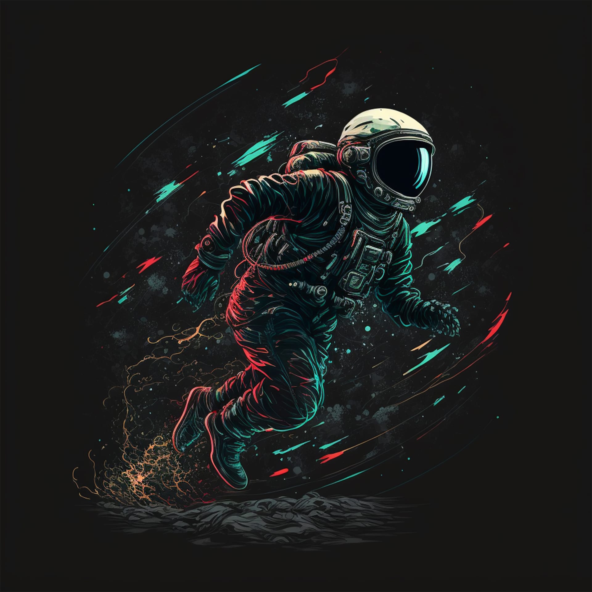 Astronaut profile picture art retro assets isolated black background picture