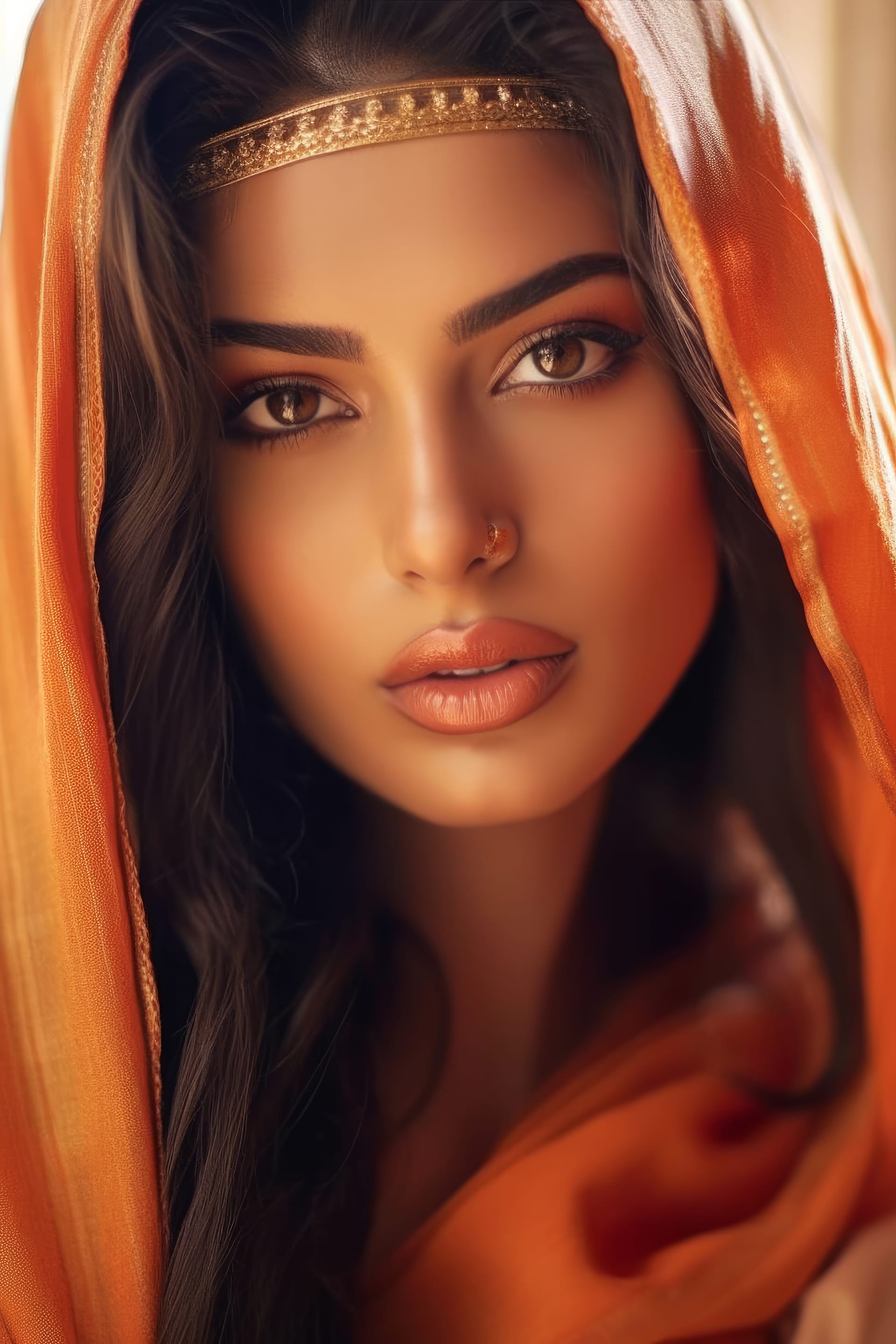 Beautiful woman with nose ring balanced image best instagram profile picture