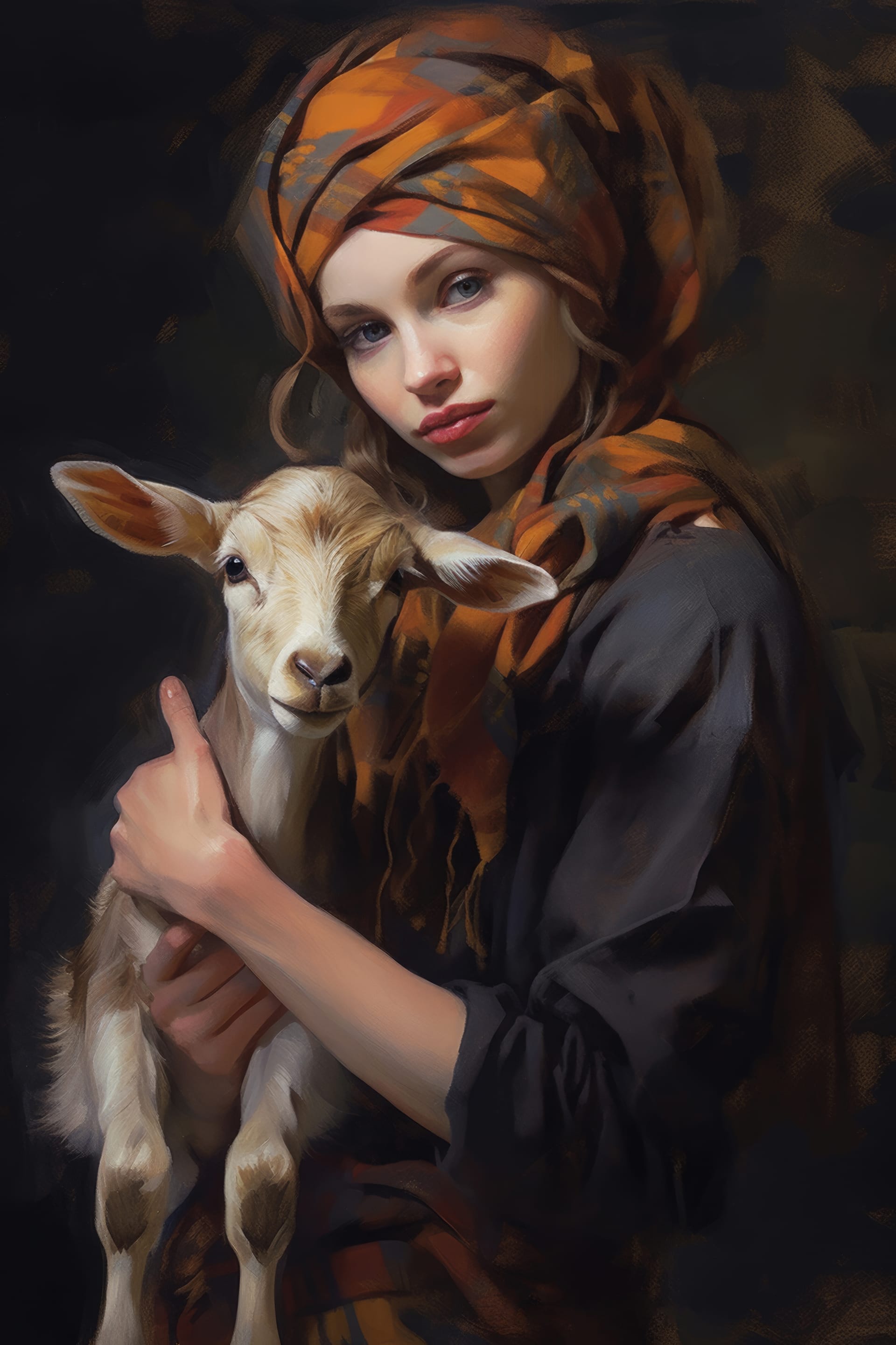 Beautiful young girl with goat luminous image best instagram profile picture