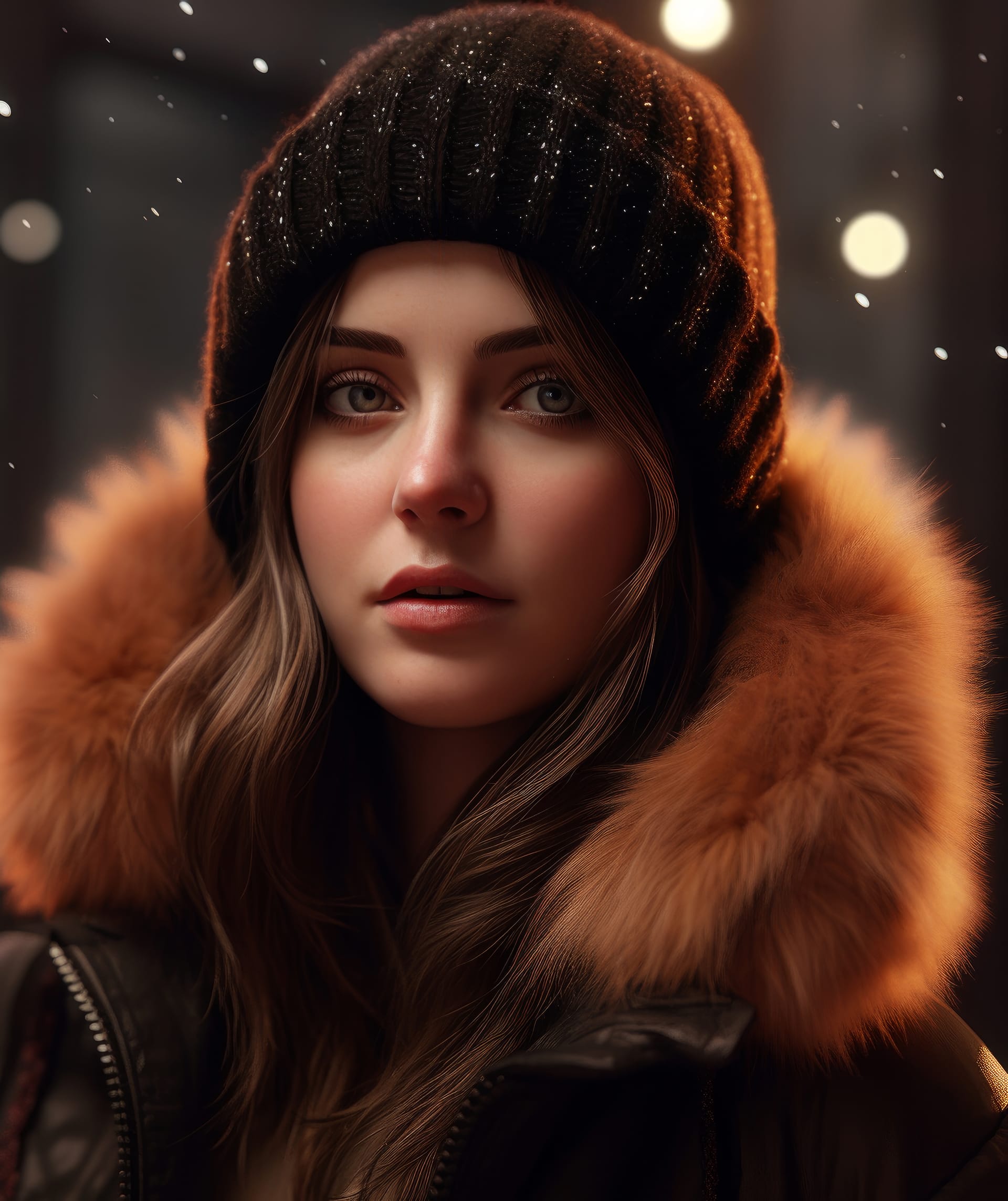 Colorful portrait young girl with fur jacket best instagram profile picture